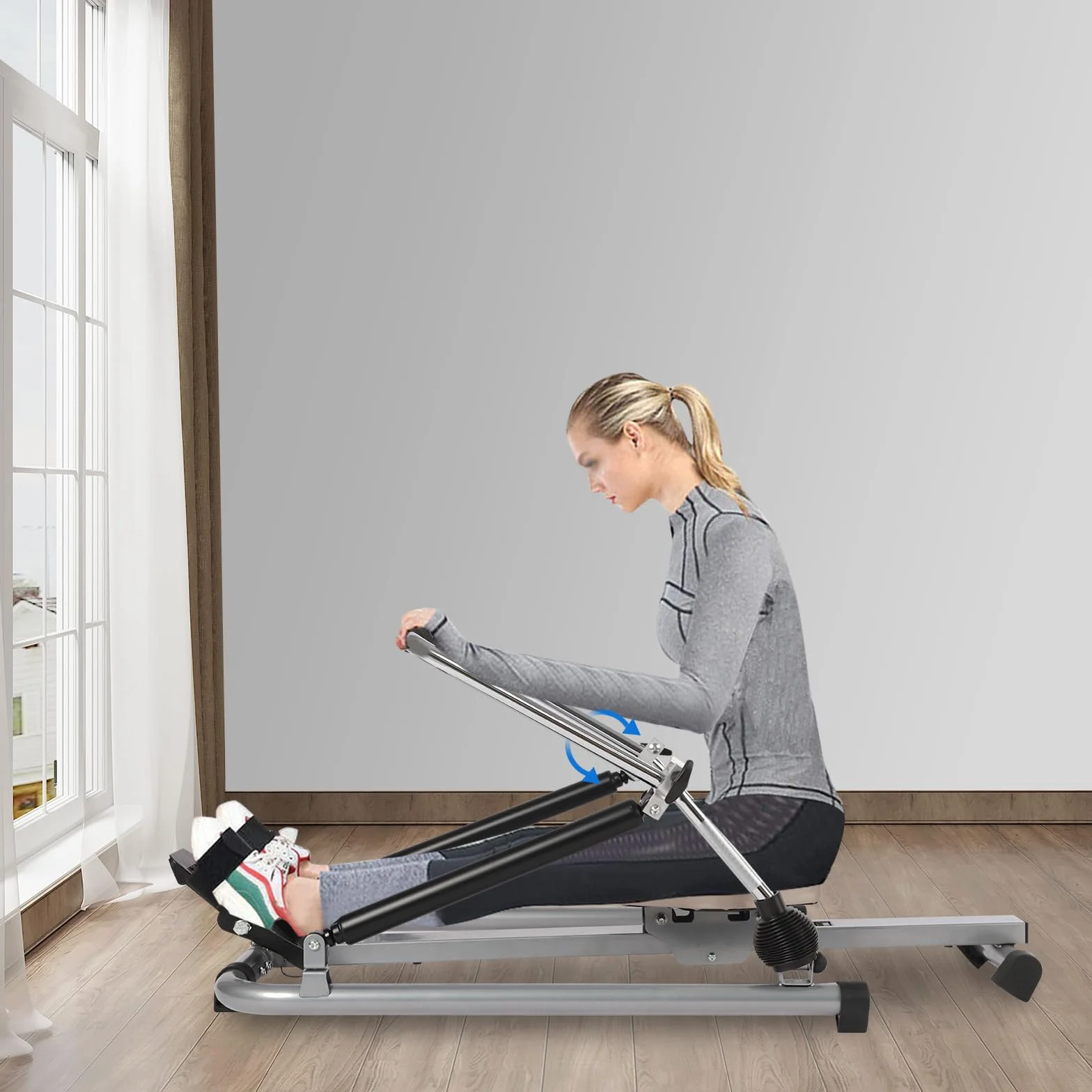 Składany wioślarz z monitorem LCD, regulowany, 106 cm, opór 15-55 kg