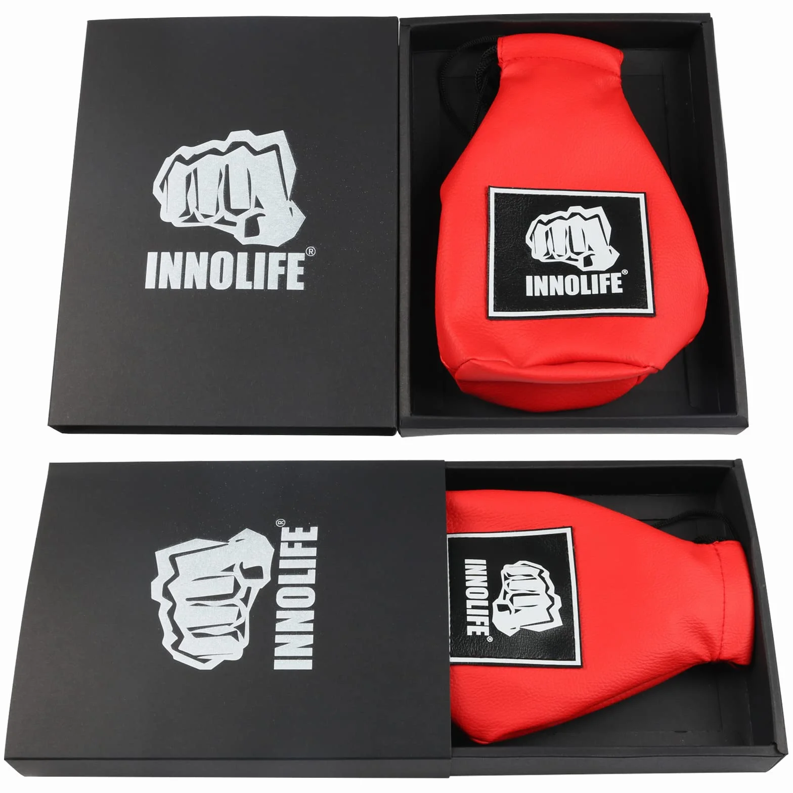 INNOLIFE Worek bokserski slip bag, skórzana piłka do treningu refleksu, boksu, kickboxingu, MMA i treningu uników, czerwony (wypełnienie wchodzi w zakres dostawy)