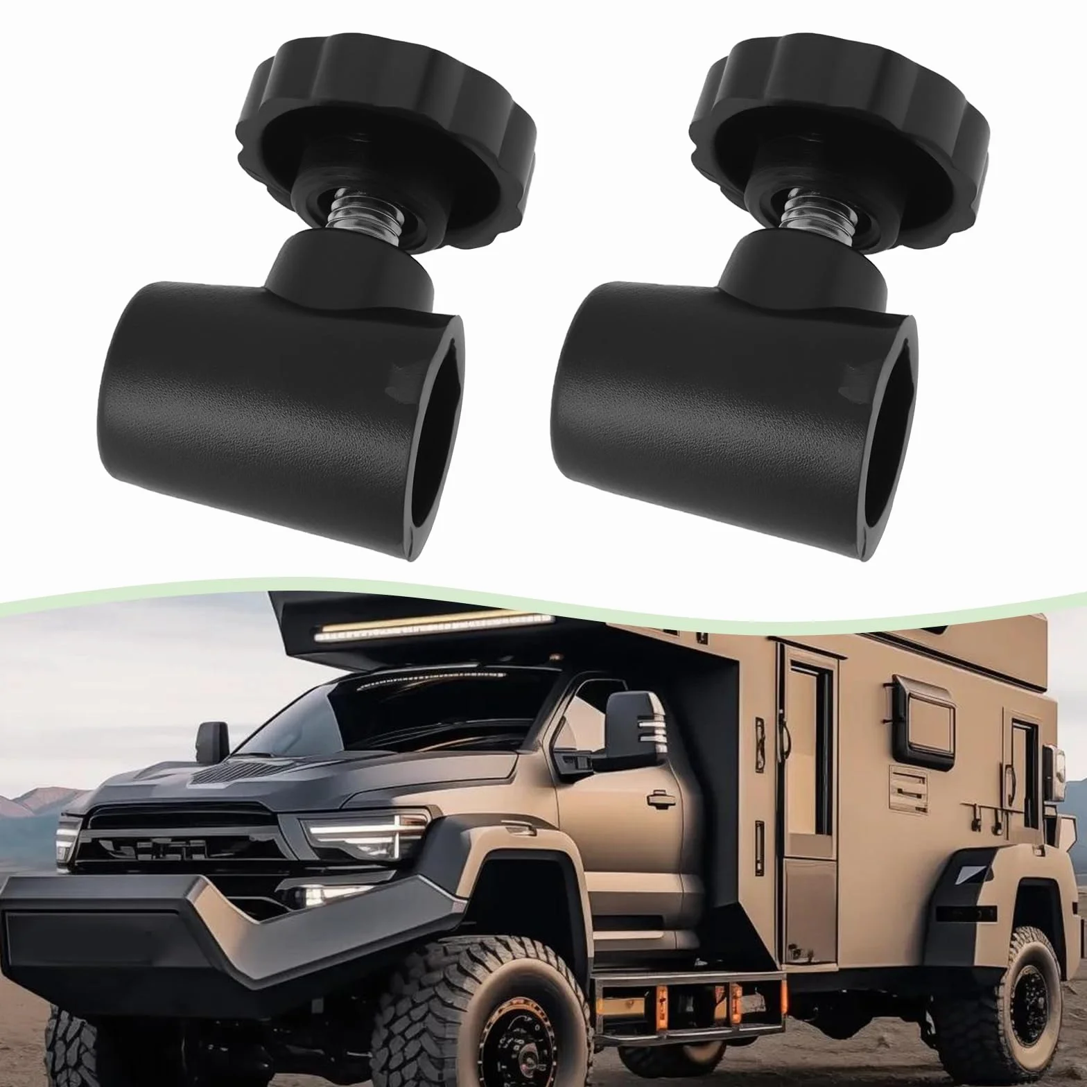 4 szt. Pokrętło zapasowe zamka okiennego do kampera, gałka blokady okna, pręt śliwkowy, gałka kompatybilna z poliplastikiem 10 mm do 12 mm, 10 x 12,7 x 24 mm, czarne