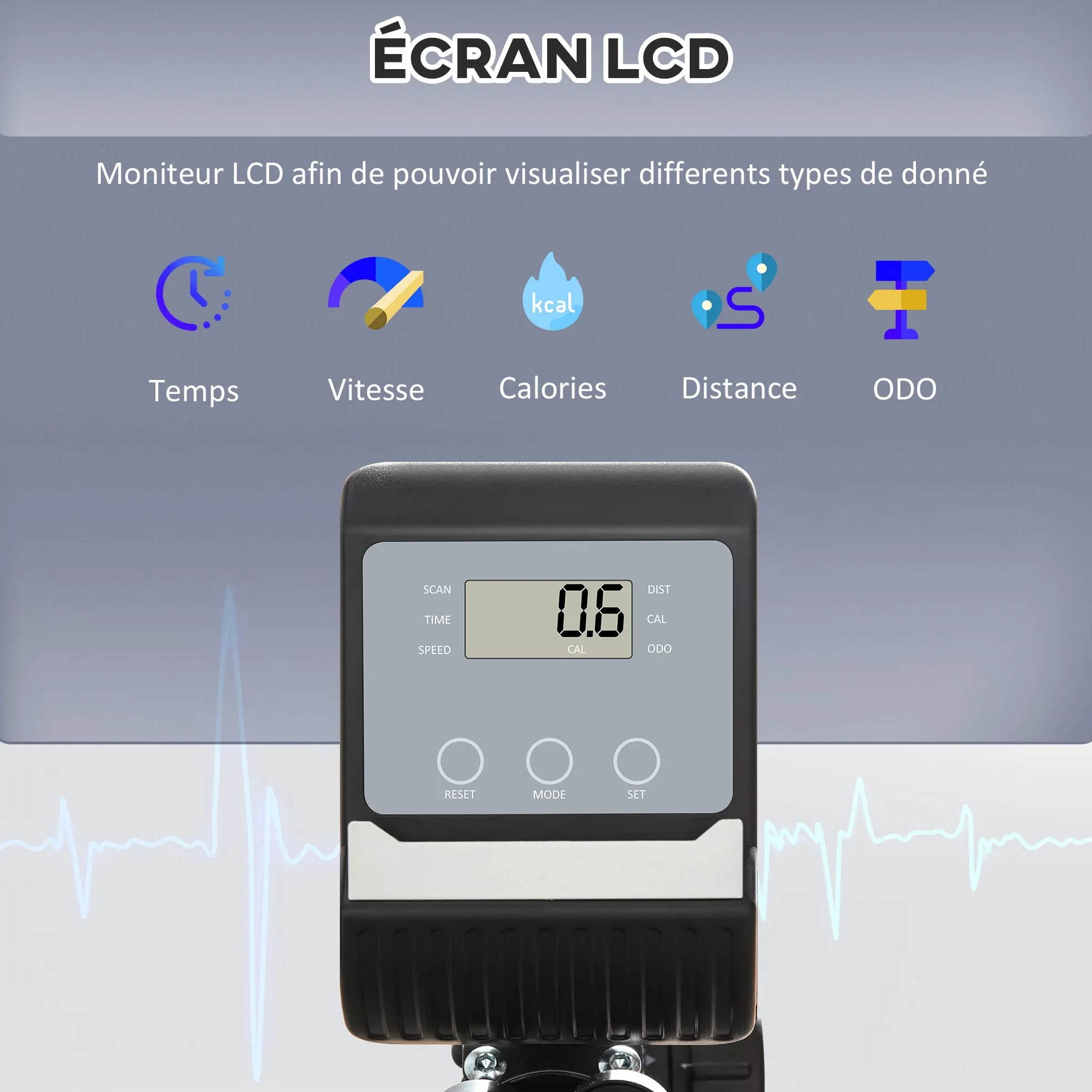 HOMCOM Rower treningowy rower półwydłużony magnetyczny wyświetlacz LCD wielofunkcyjne regulowane siodełko 2 paski opór stal czarna