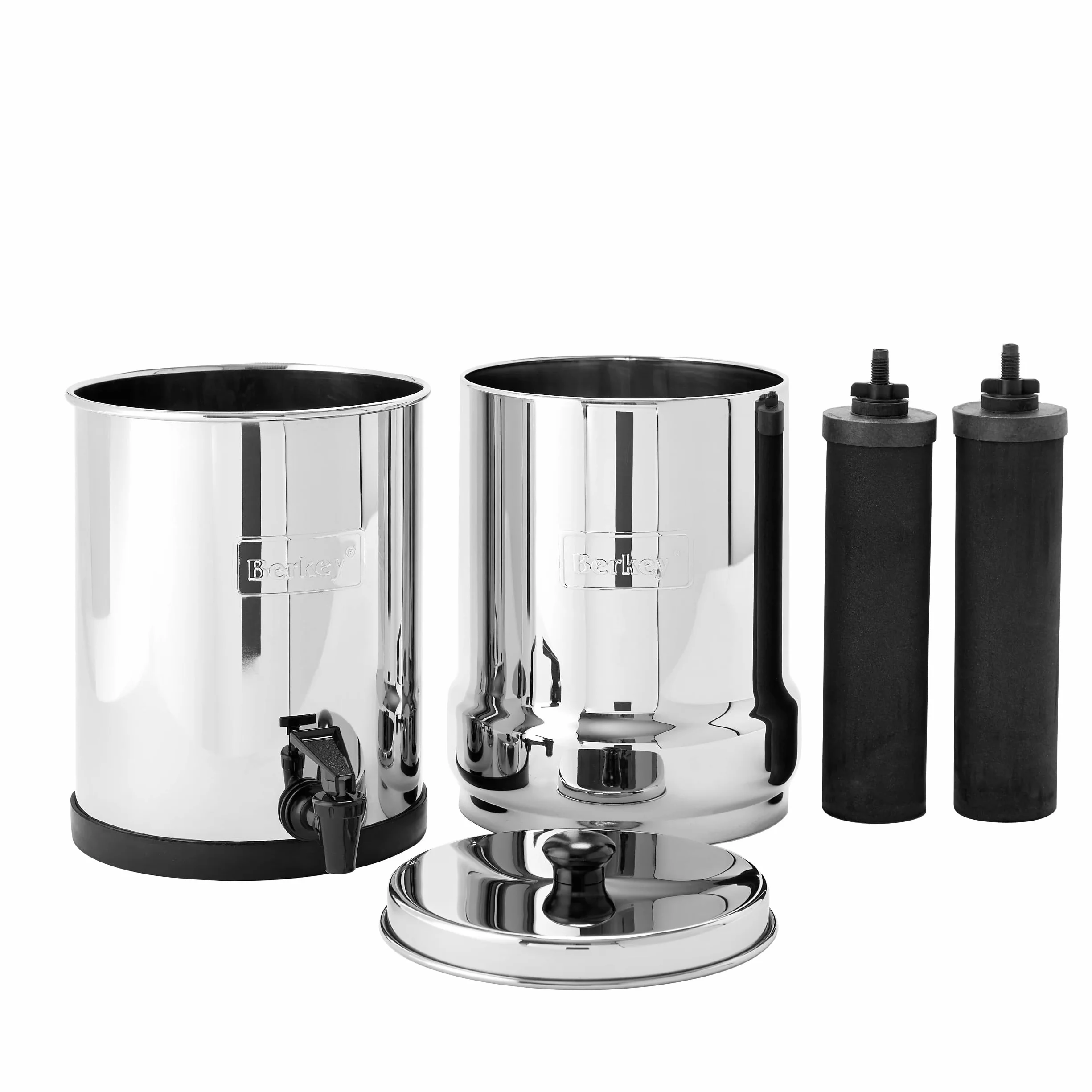 Berkey travel 5,6L grawitacyjny system filtracji wody ze stali nierdzewnej AISI 304 z 2 czarnymi elementami oczyszczającymi berkey