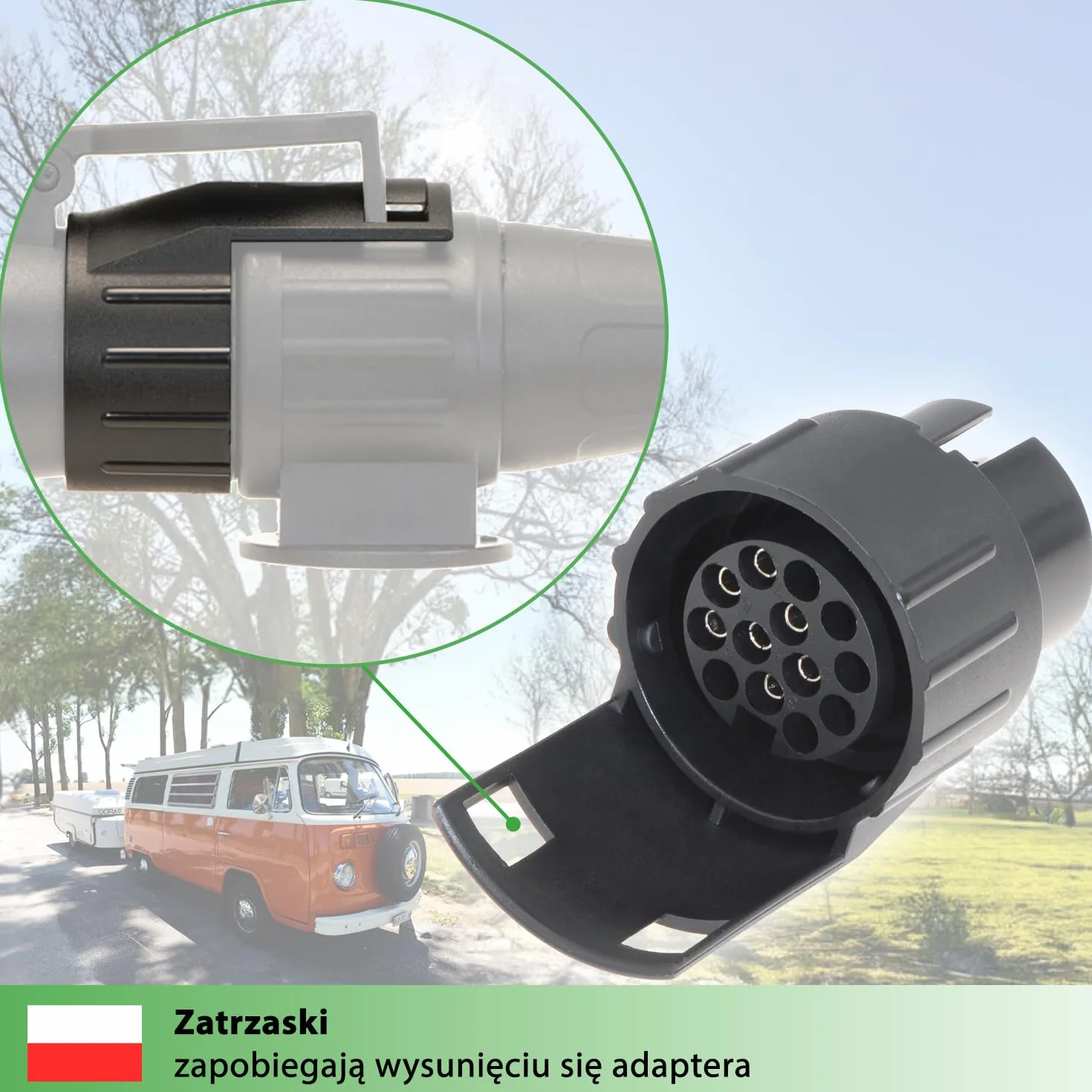 fouraces adapter 7 do 13 Pin - Czarny Sprzęg Przyczepy do Samochodu i Ciężarówki, Krótki