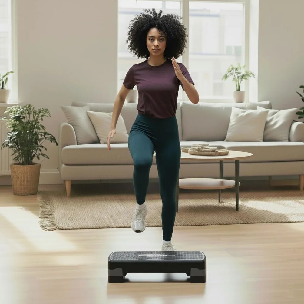 VirtuFit Essential Aerobic Fitness – stepper do domu, z regulacją wysokości i antypoślizgowy, do aerobiku, gimnastyki i fitnessu I Home Step Bench