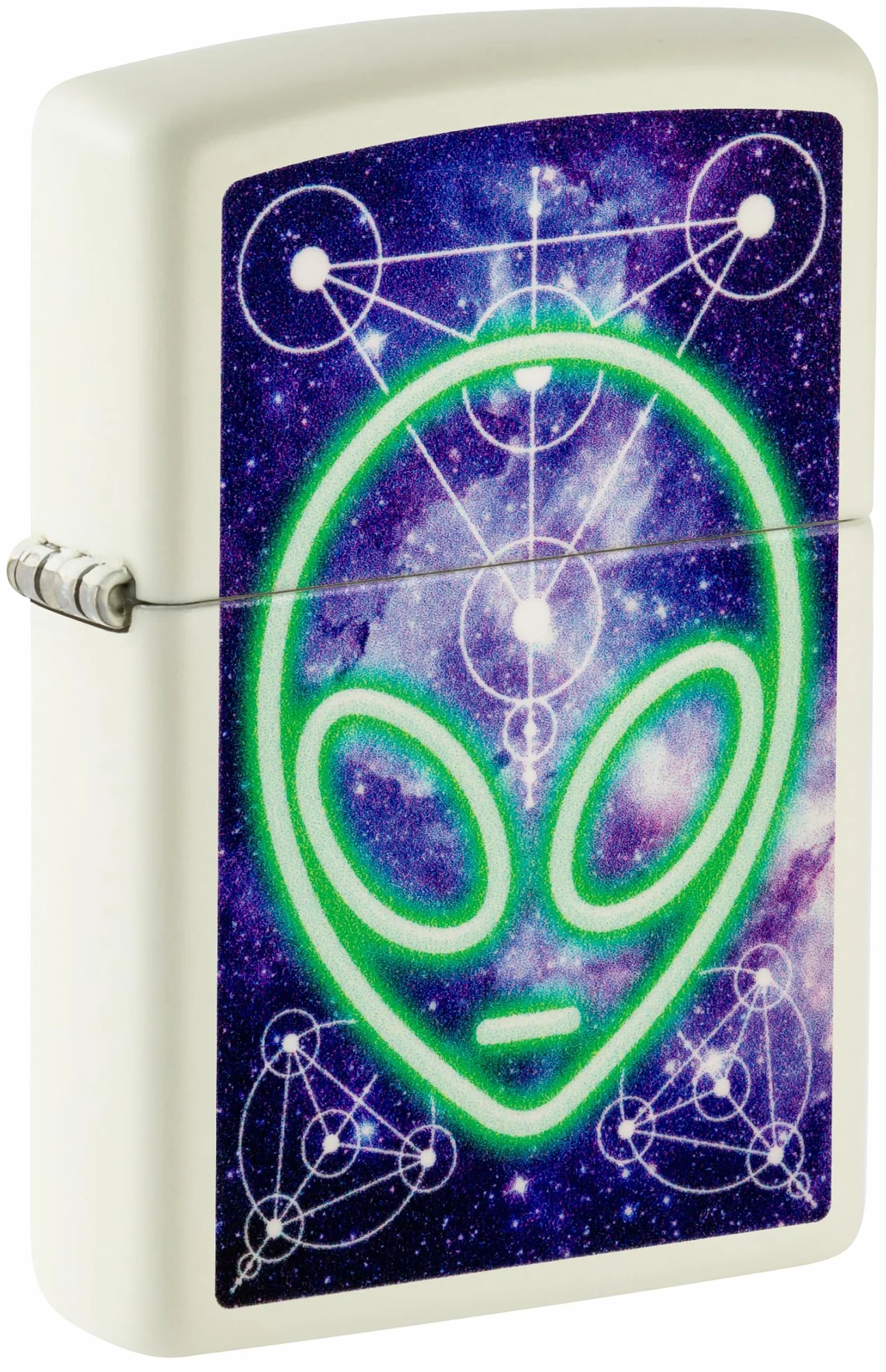 Zippo Alien Zapalniczka Sztormowa, Kolorowy Nadruk, do Napełniania, Wielokrotnego Użytku, Wiatroodporna Konstrukcja, Pudełko na Prezent, Wykonano w USA, Kolor Świecący w Ciemności (Glow-In-The-Dark)