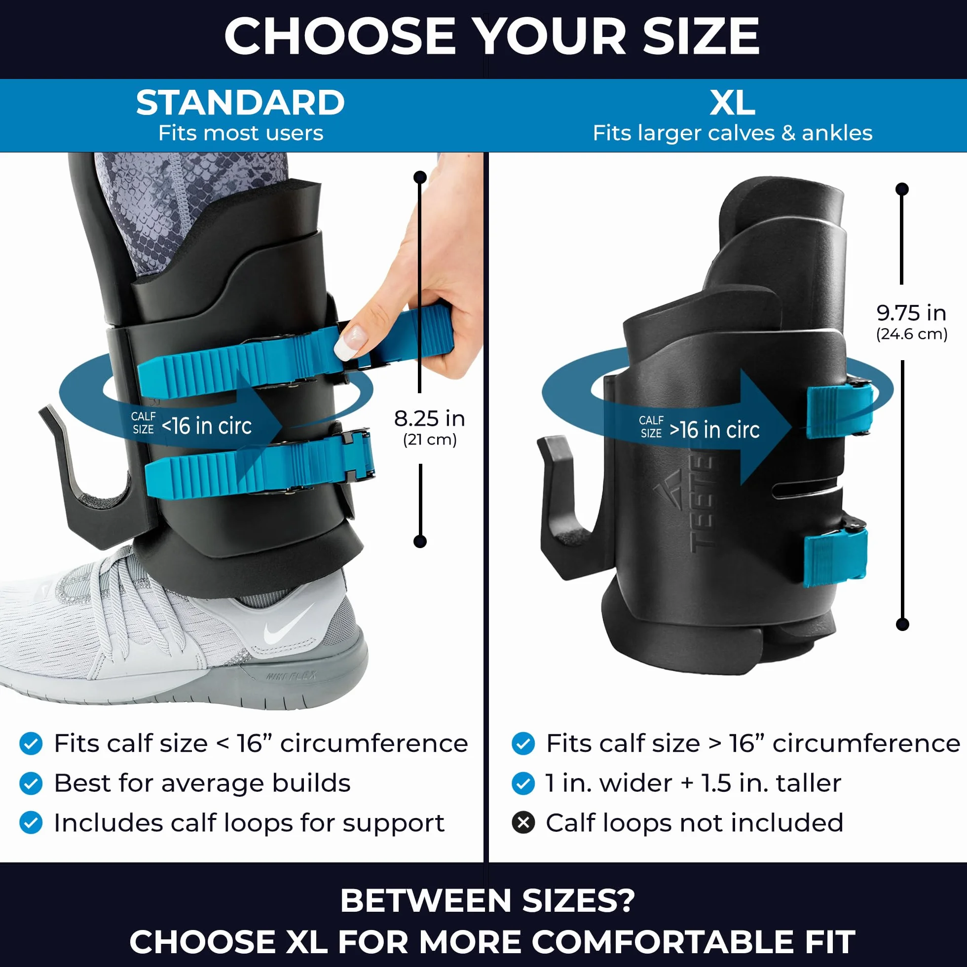 Teeter EZ-Up Gravity Boots - Inversion Decompression Stretching, Back Pain Relief and Core Strength Sit Ups, Hang Upside Down for Home Fitness or Gym Rack Bar