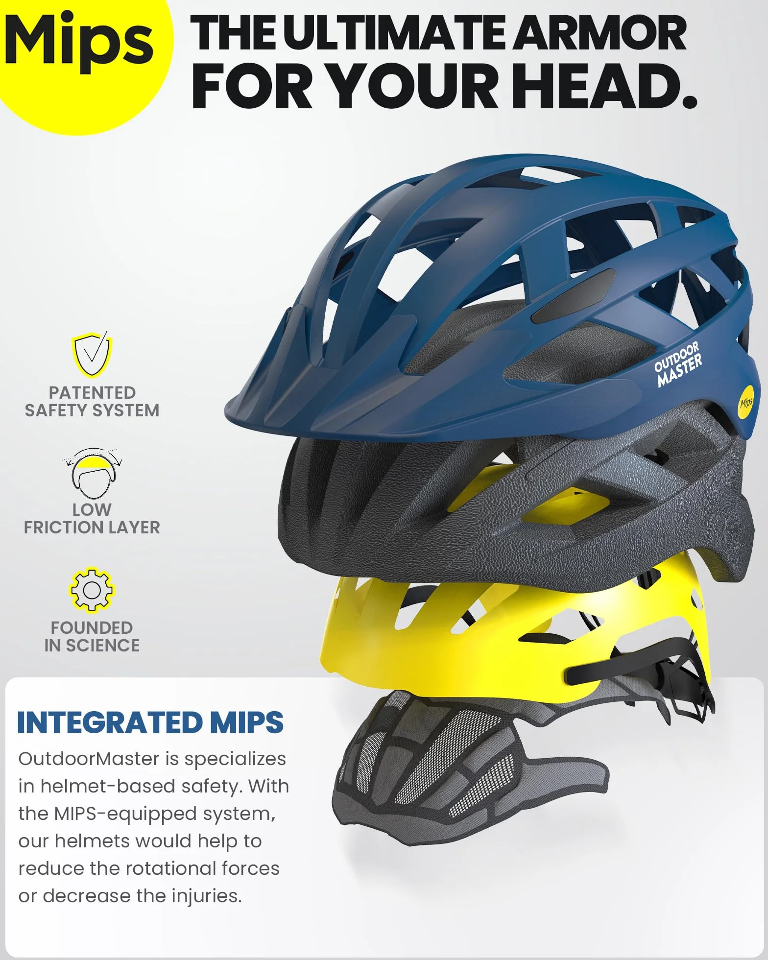 OutdoorMaster Kask rowerowy MIPS Recreational MIPS, dwie wyjmowane wkładki i wentylacja w wielu środowiskach, kask rowerowy górski, autostrada dla młodzieży i dorosłych