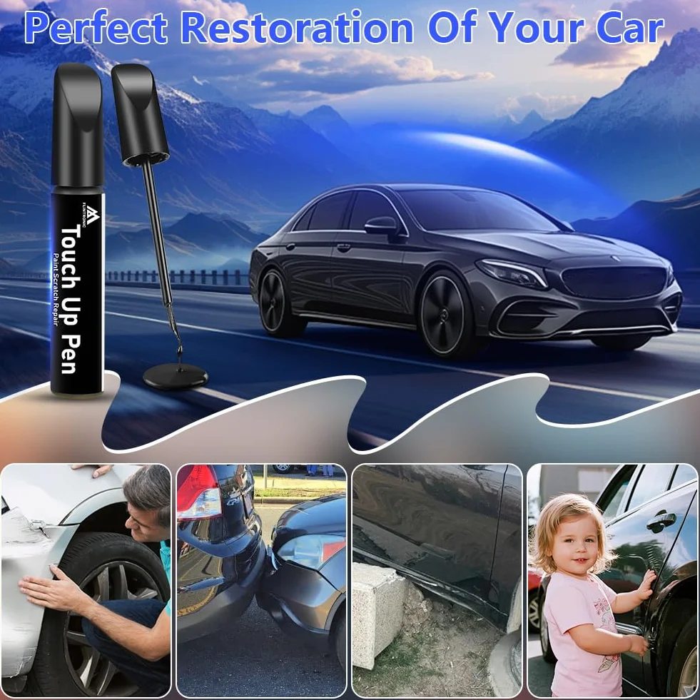 flintronic LC9X/2T pisak do lakieru, głęboka czerń, 12 ml, metaliczna farba naprawcza, dokładne dopasowanie, kompatybilny z VW/Volkswagen, do chipsów i zadrapań