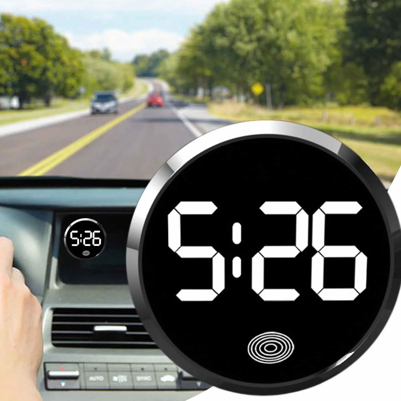 Mini Zegar Samochodowy z Dotykowym Sterowaniem LED Do Samochodu Domu Biura