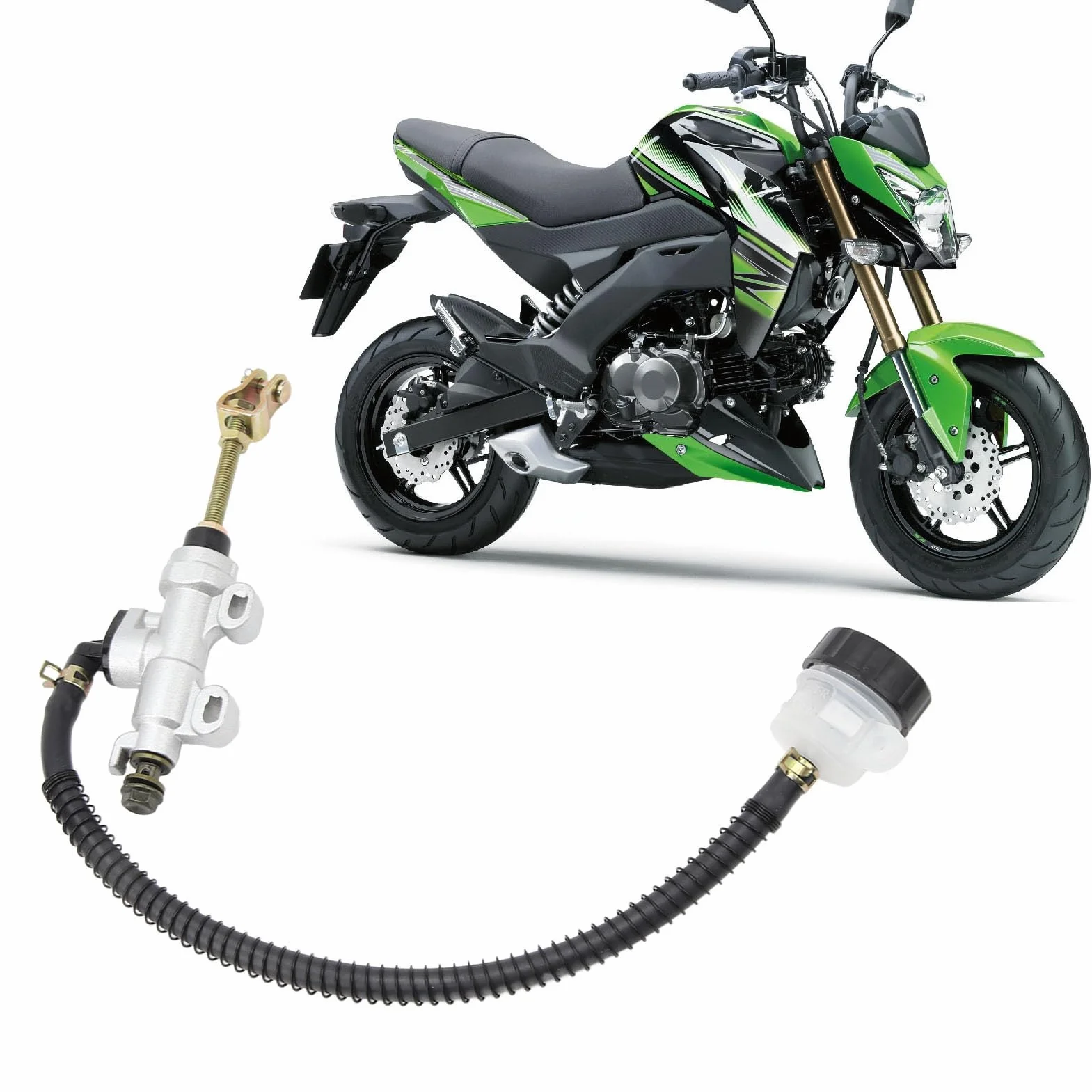 Tylny cylinder hamulcowy, uniwersalny hamulec nożny ze stopu aluminium, hydrauliczny cylinder główny, tylny zbiornik pompy hamulcowej, do motocykla, Dirt Bike, ATV (srebrny)