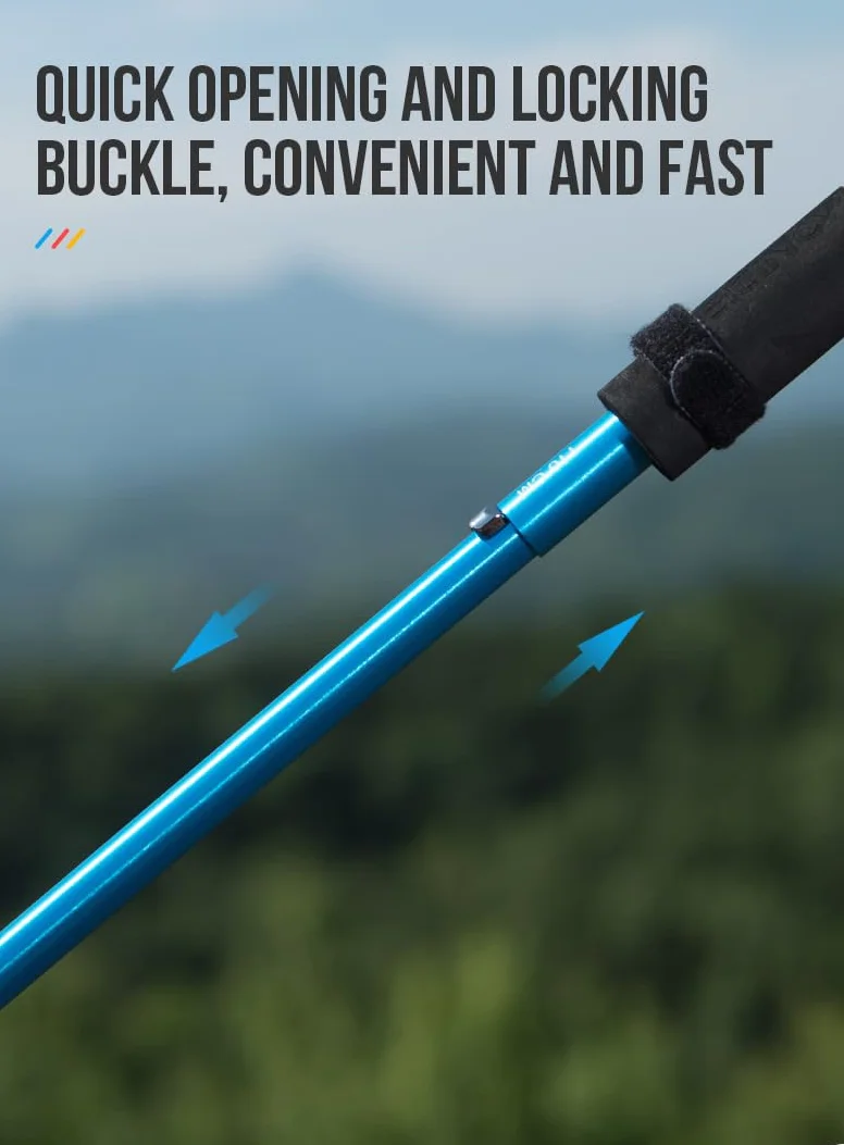 Składane kijki trekkingowe, lekkie kijki trekkingowe z aluminium, regulowane 110/120 cm, ultralekkie, do kijów do biegania
