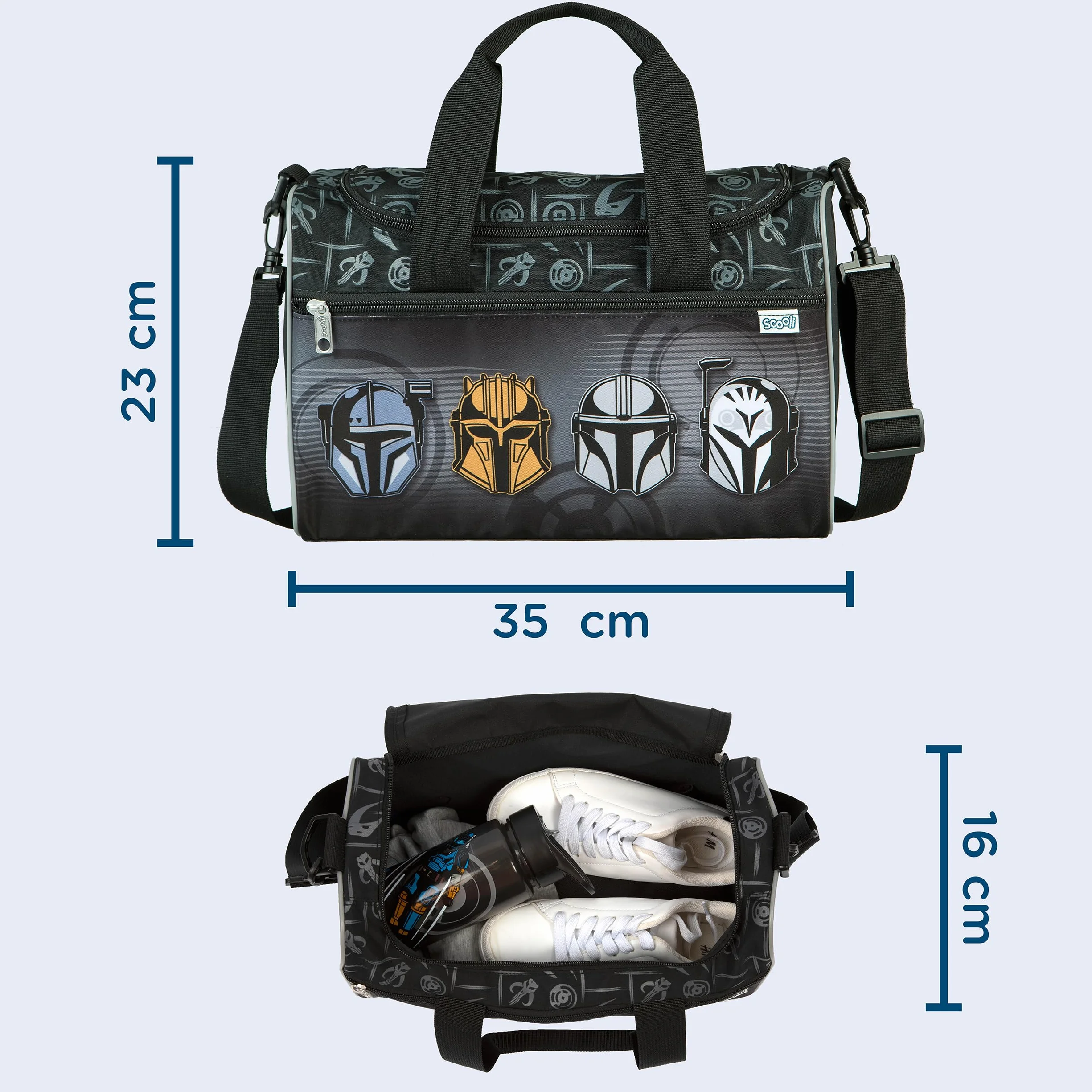 Scooli Unisex Kids Sporttasche Bagaż - Torba na ubrania, Czarny, 23 x 35 x 16 cm, Torba sportowa dla dzieci