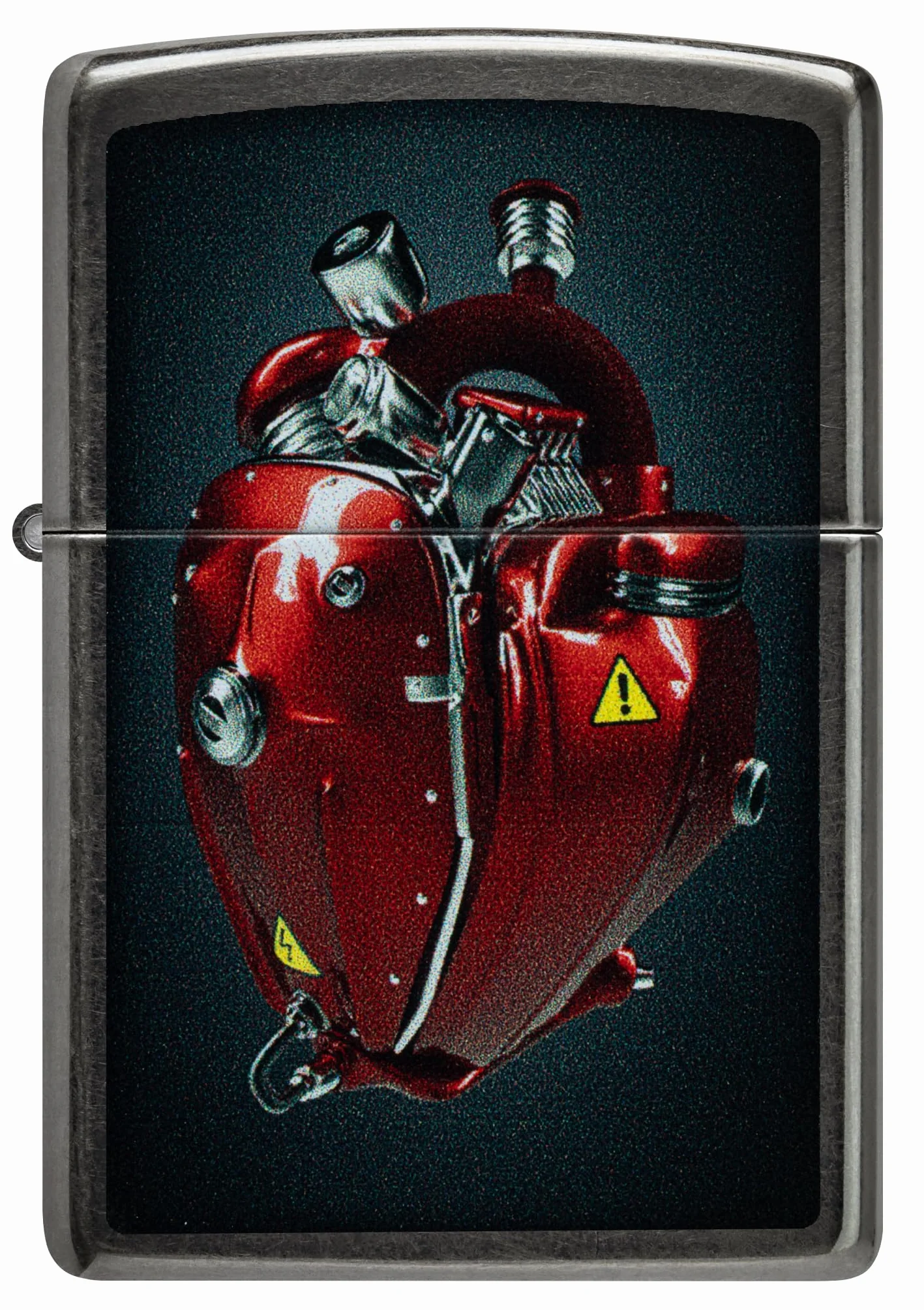 Zippo Heart Engine Zapalniczka Sztormowa, Kolorowy Nadruk, do Napełniania, Wielokrotnego Użytku, Wiatroodporna Konstrukcja, Pudełko na Prezent, Wykonano w USA, Szary (Gray Dusk)