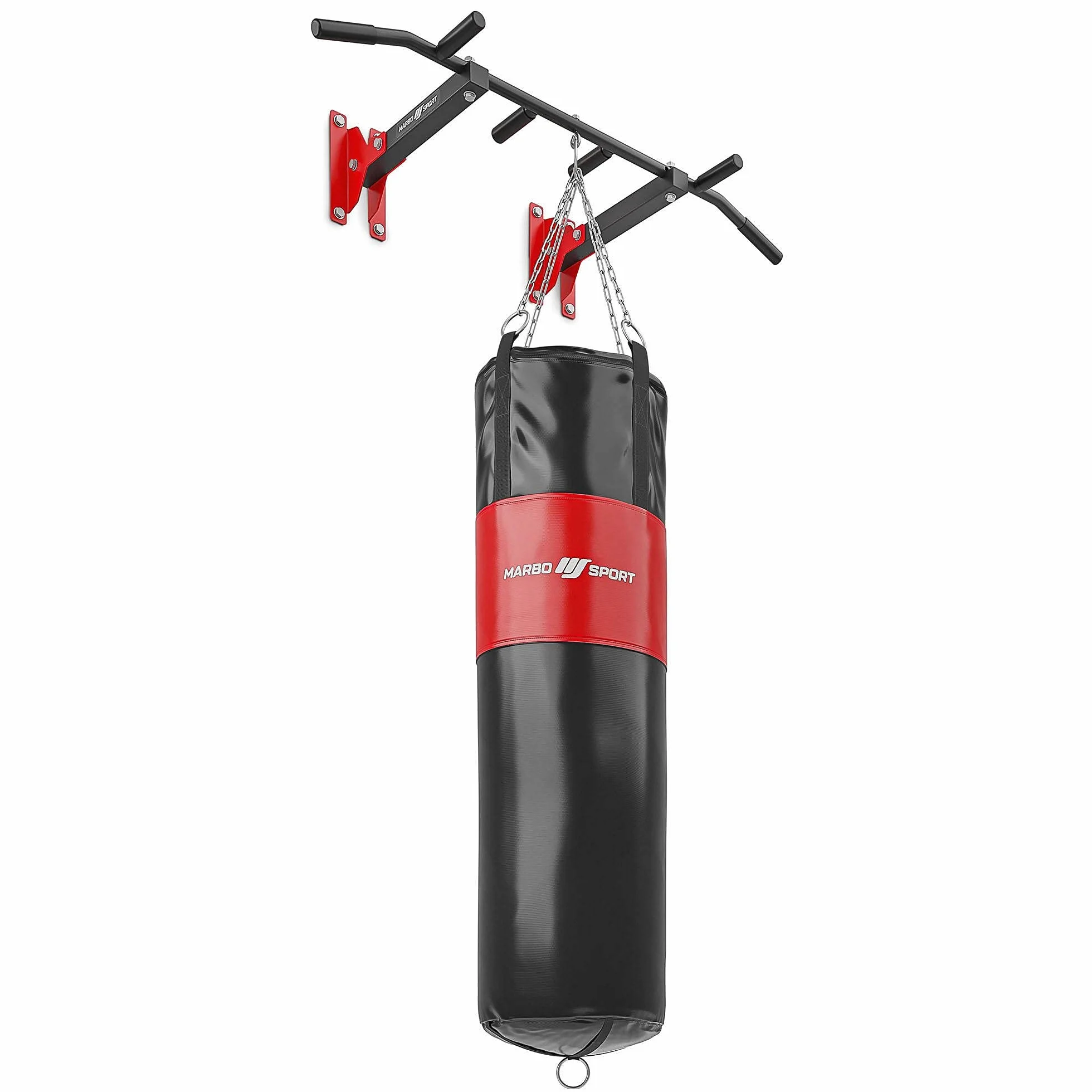 Marbo Sport, Drążek do podciągania MH-D202+, domowa hala gimnastyczna, Pull Up Bar, uniwersalny drążek ścienny i sufitowy z uchwytem na worek, sprzęt fitness do domu, sprzęt sportowy