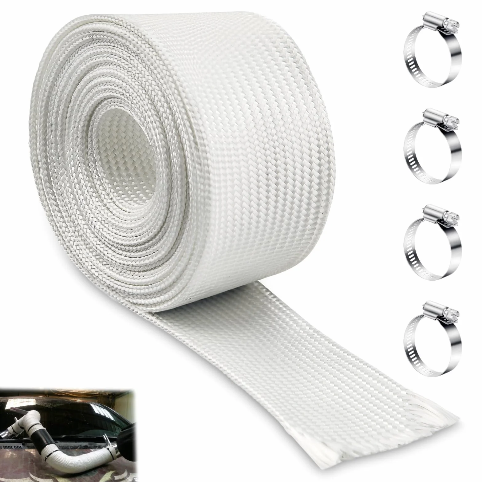 Wąż wydechowy 25 mm do generatora prądu, 250 cm, odporny na wysokie temperatury, do awaryjnego agregatu prądu, rury wydechowej, ogrzewania postojowego z 4 klipsami, wąż chroniący przed wysoką