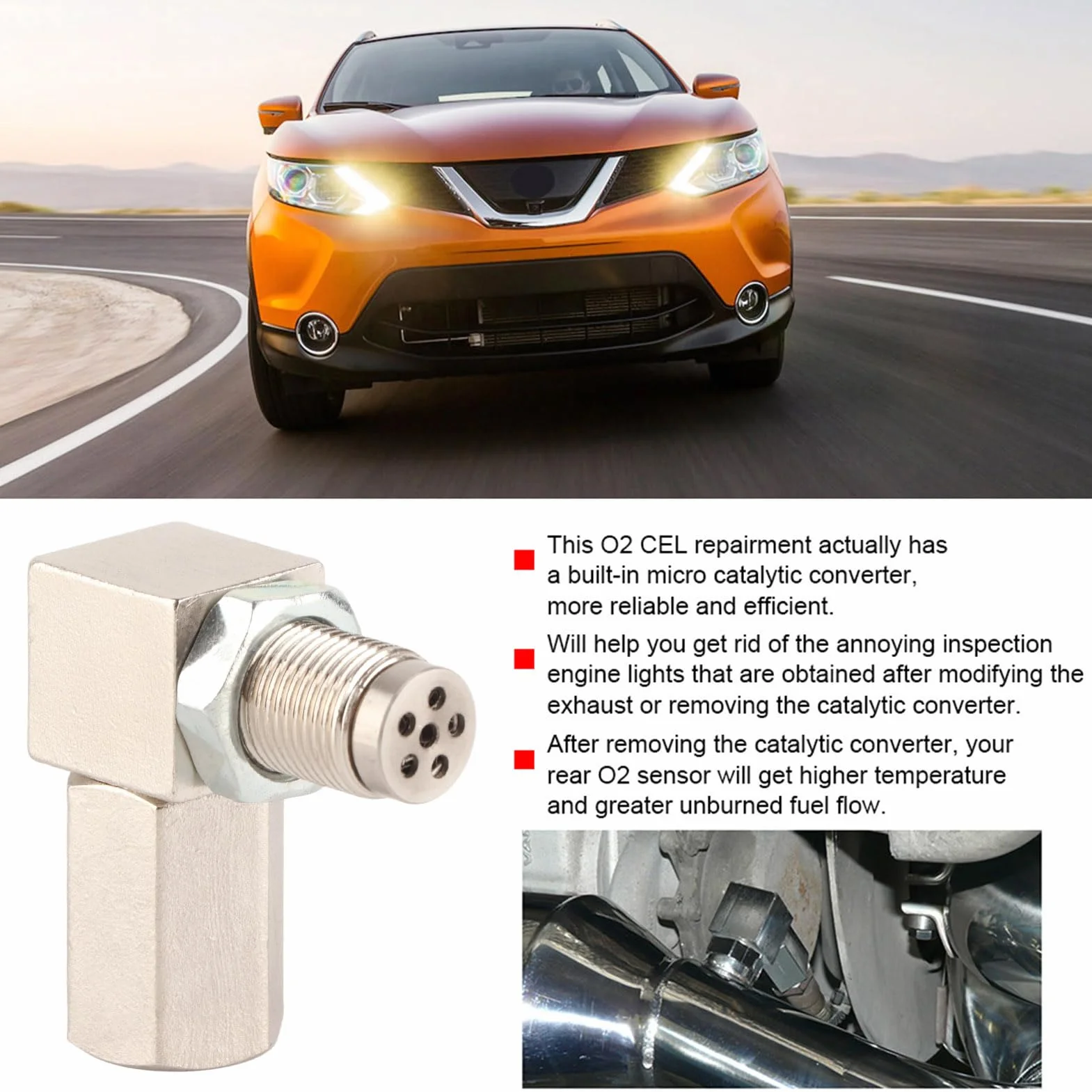 Konwerter Sondy Lambda, Element Dystansowy Czujnika Tlenu 90°, Element Dystansowy Samochodowej Sondy Lambda 90° CEL Bung Fix Check Engine Light M18X1.5 Katalizator