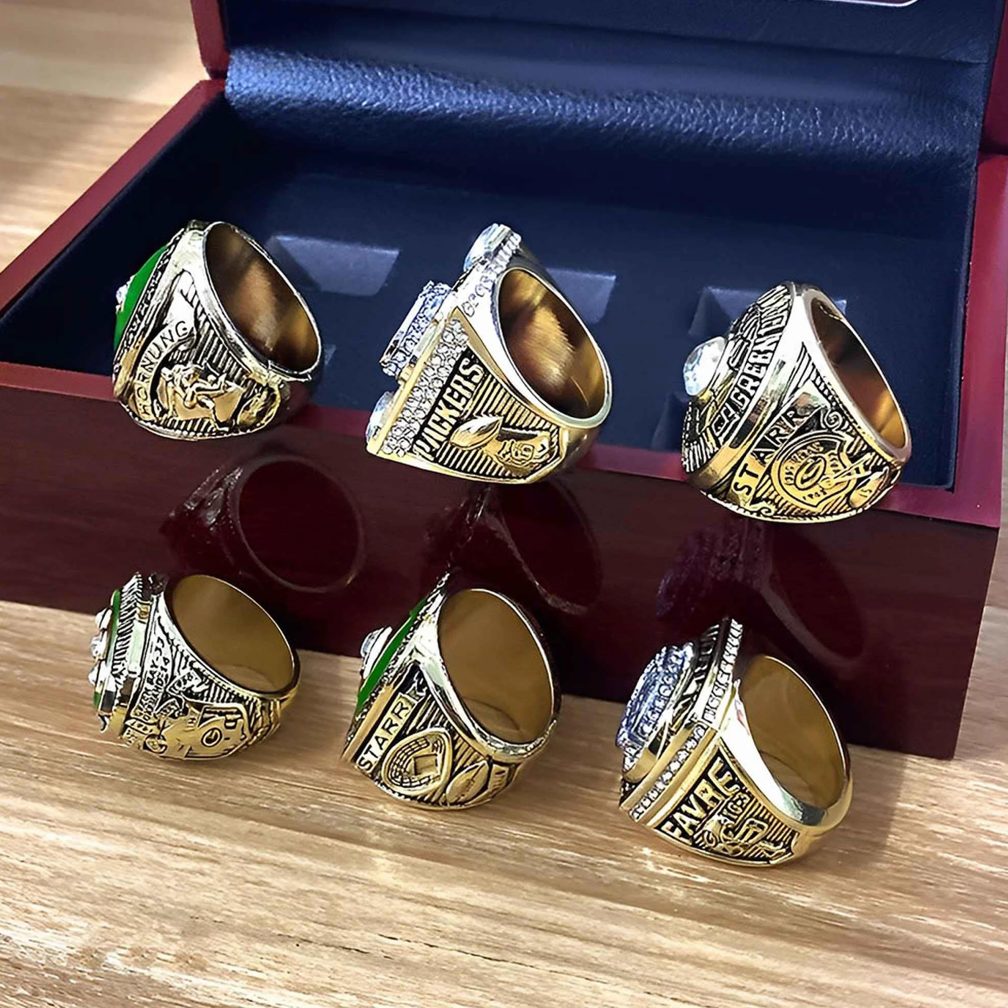Zestawy pierścieni mistrzowskich Green Bay Packers Rugby Champion Ring Super Bowl FFL Pamiątkowe kolekcje Prezenty dla kowbojskich męskich ojców