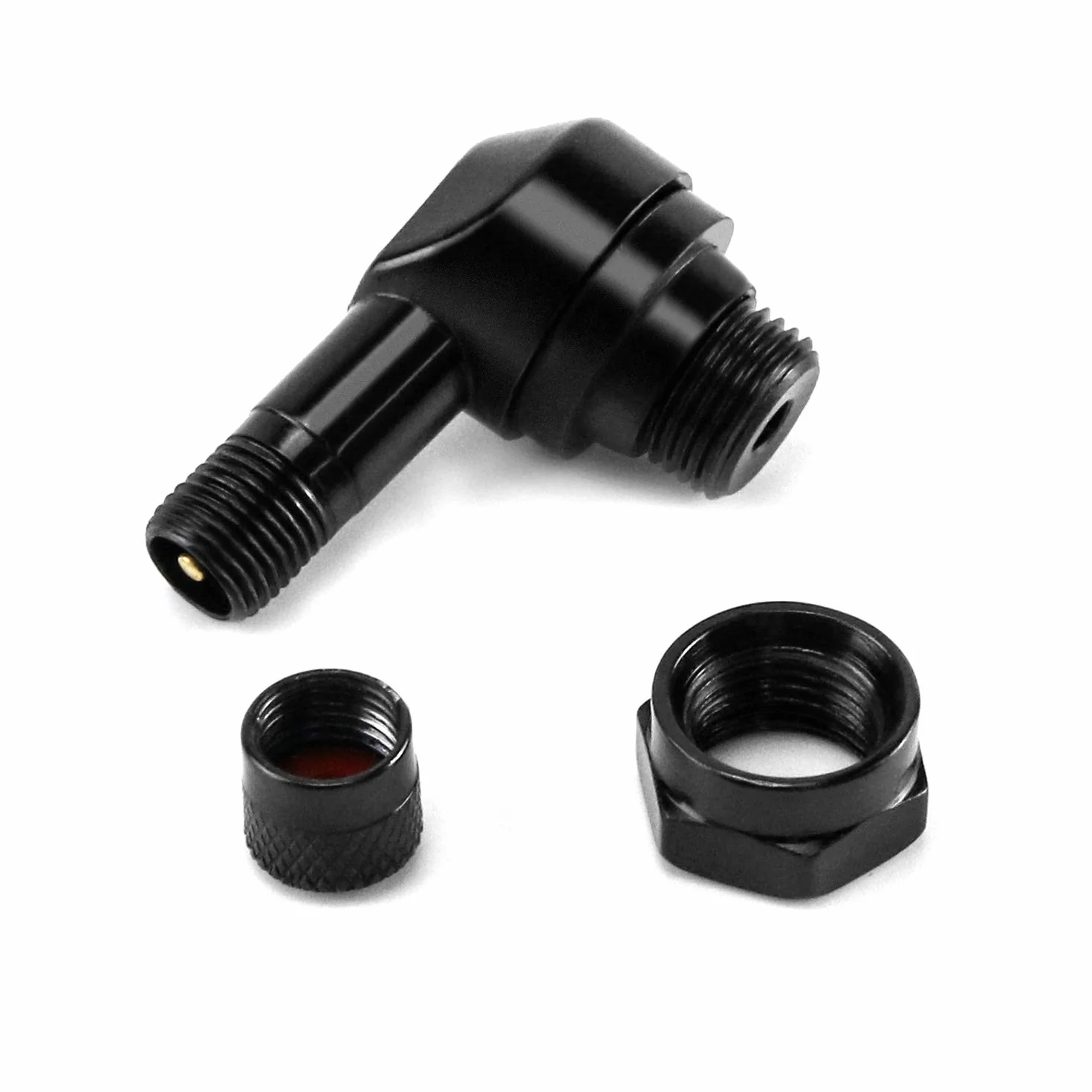 QWORK® Zawór kątowy motocyklowy aluminiowy zawór kątowy, zawory metalowe 90 stopni zawór opony z gumową uszczelką do motocykla, 2 sztuki)