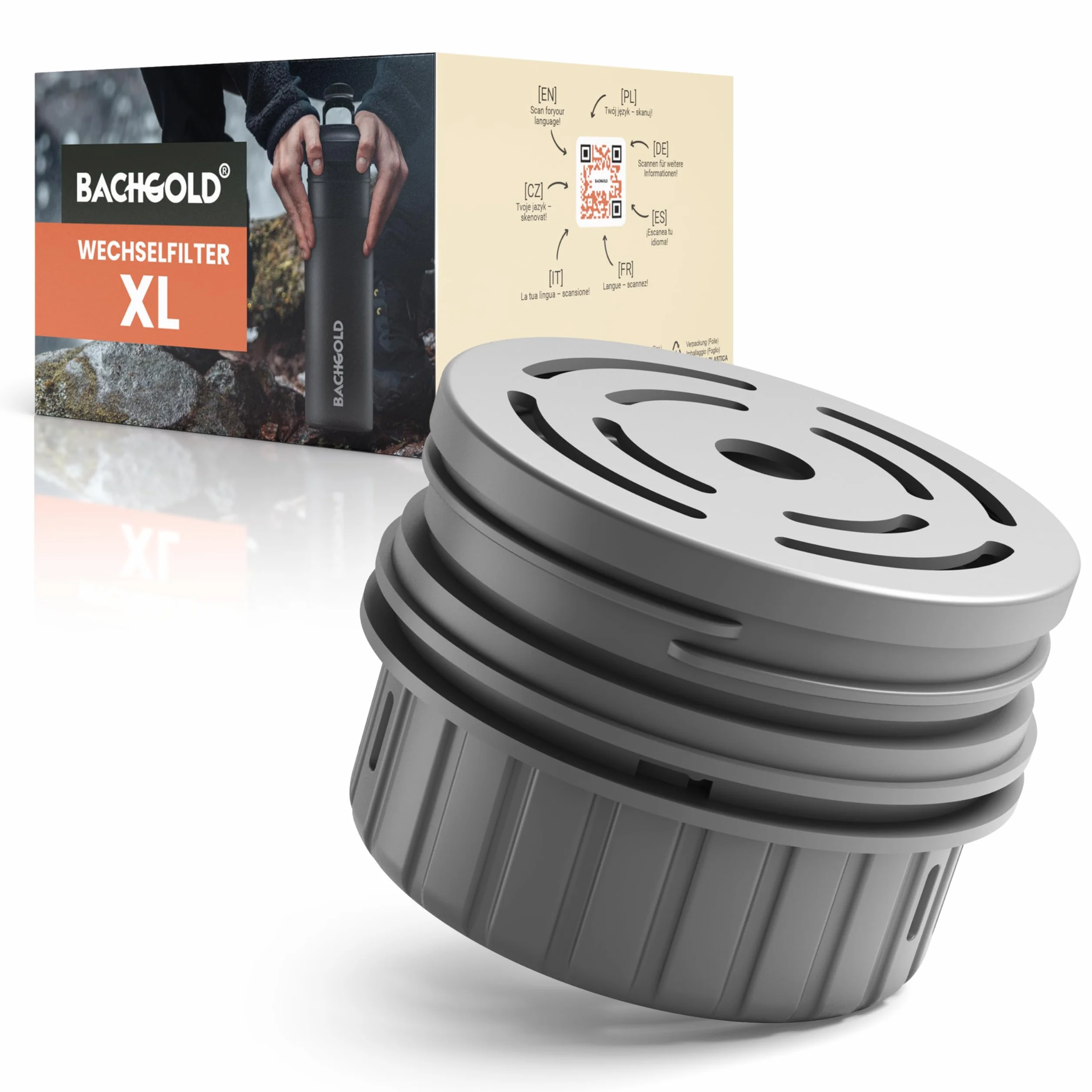 Bachgold Zewnętrzny filtr do wody,wymienny filtr o pojemności 1500 l I Usuwa 99,99% bakterii i filtruje mikroplastik,cząsteczki oraz chlor I Odporny na blaknięcie i kryzysy,do butelek 800ml