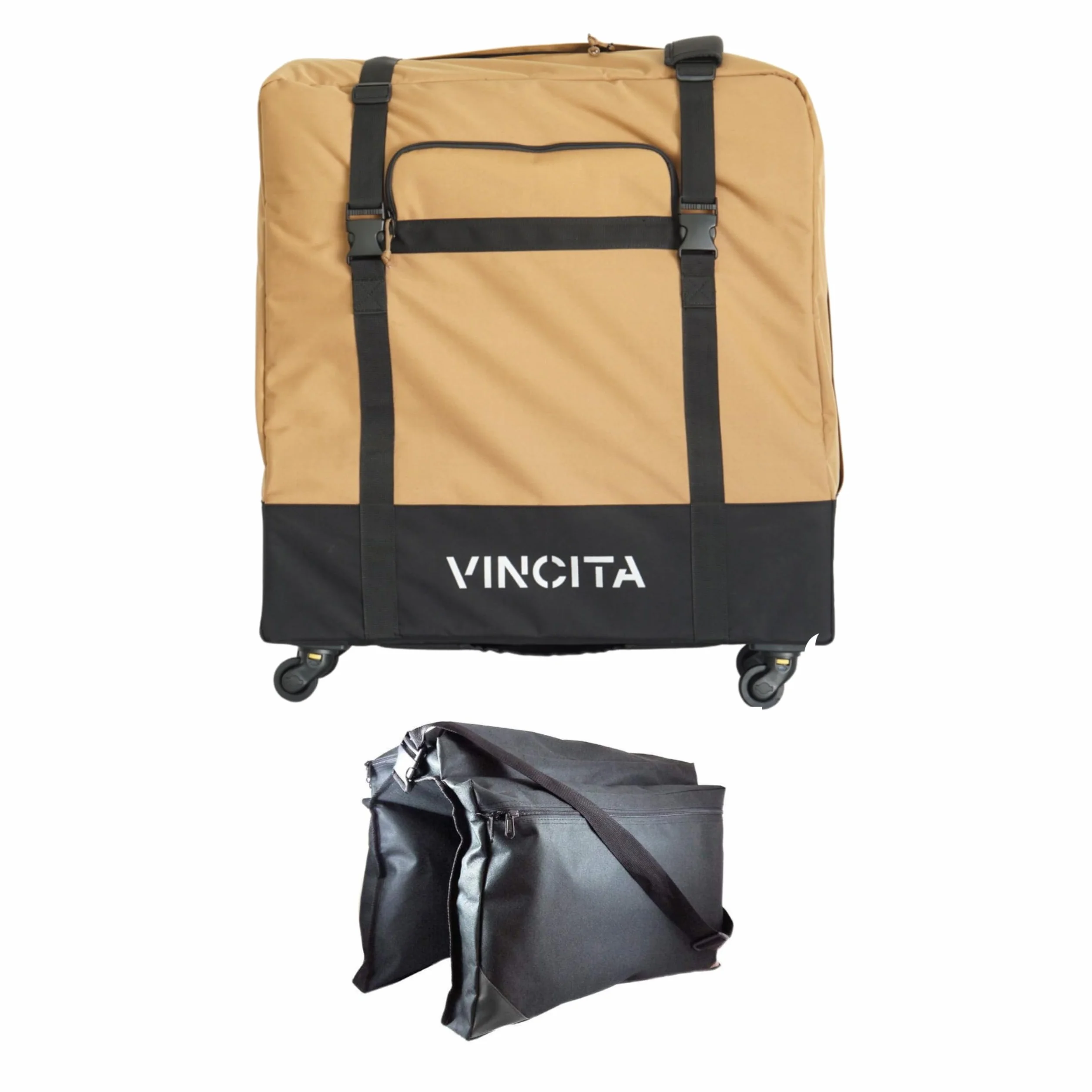 Vincita Sightseer 4.0 miękka torba transportowa na rower składany Brompton – z torbą na ubrania, czterema odpinanymi kółkami i paskiem na ramię, torba rowerowa, lekkie rozwiązanie do podróży samolotem