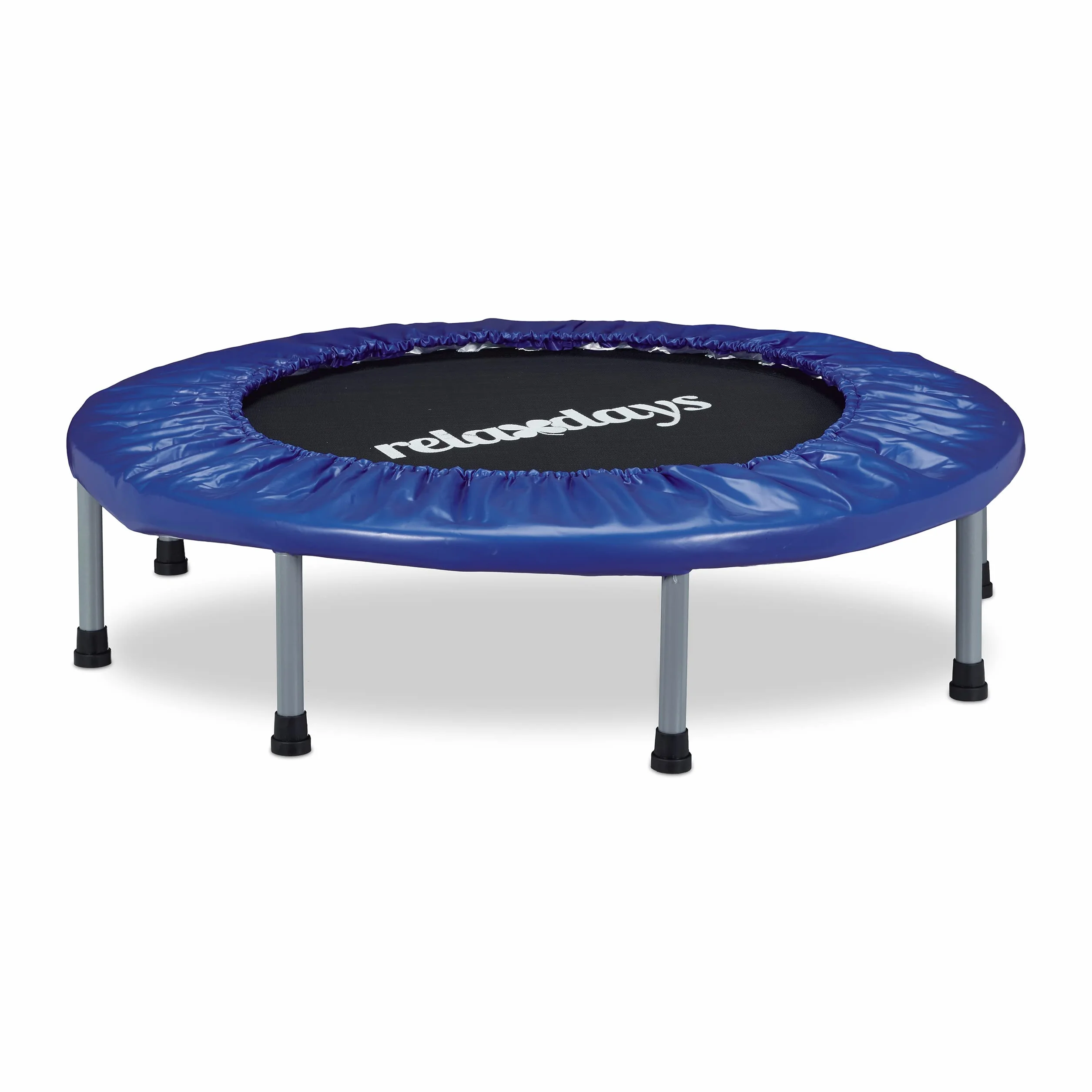 Relaxdays Składana trampolina, wewnątrz, fitness, wys. x szer. x gł.: 22 x 95 x 95 cm, maksymalna waga użytkownika 100 kg, niebiesko-czarna
