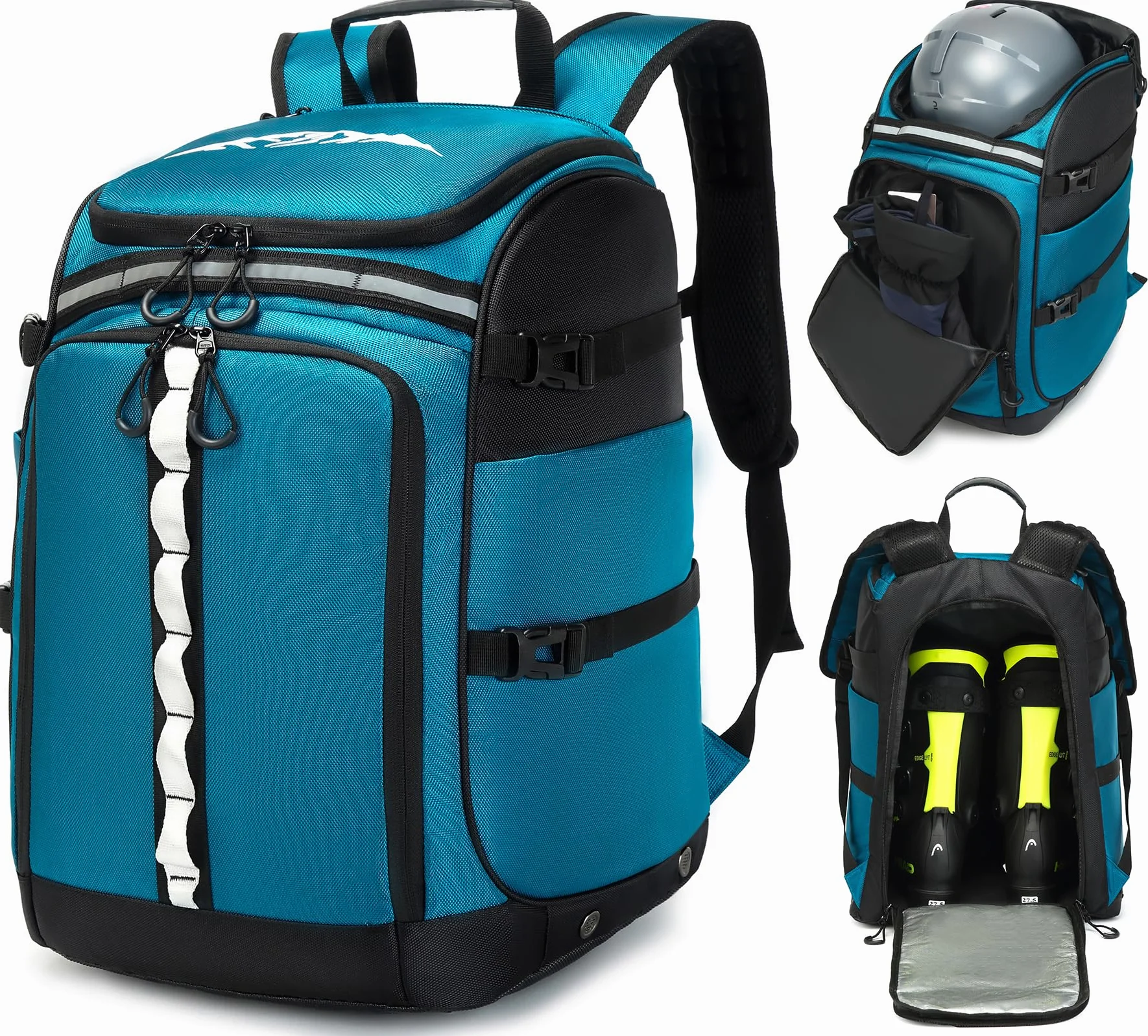 Torba na buty narciarskie z kieszenią na kask, plecak narciarski, 50 l, nylonowy, plecak na buty narciarskie z torbą na kask, torba na narty, do butów narciarskich, łyżew