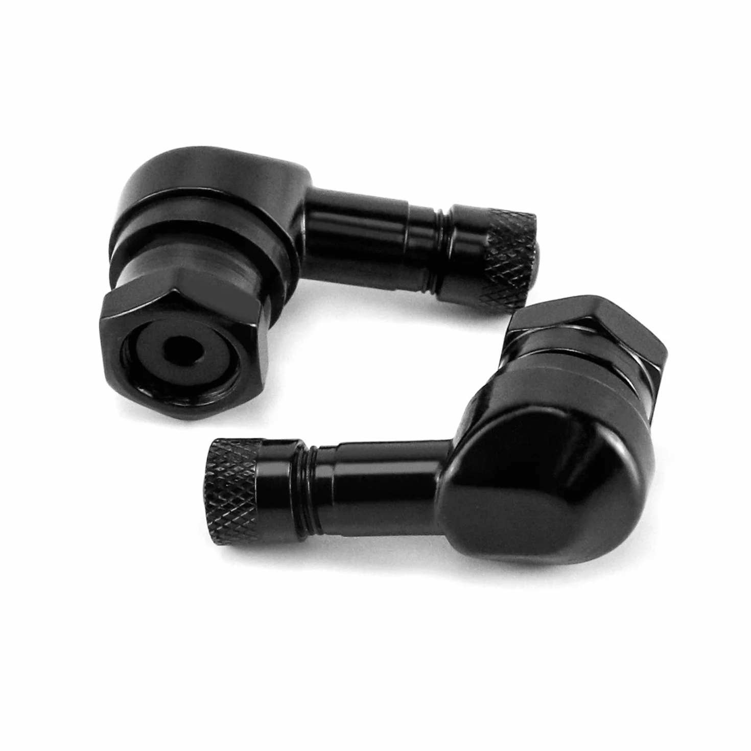QWORK® Zawór kątowy motocyklowy aluminiowy zawór kątowy, zawory metalowe 90 stopni zawór opony z gumową uszczelką do motocykla, 2 sztuki)