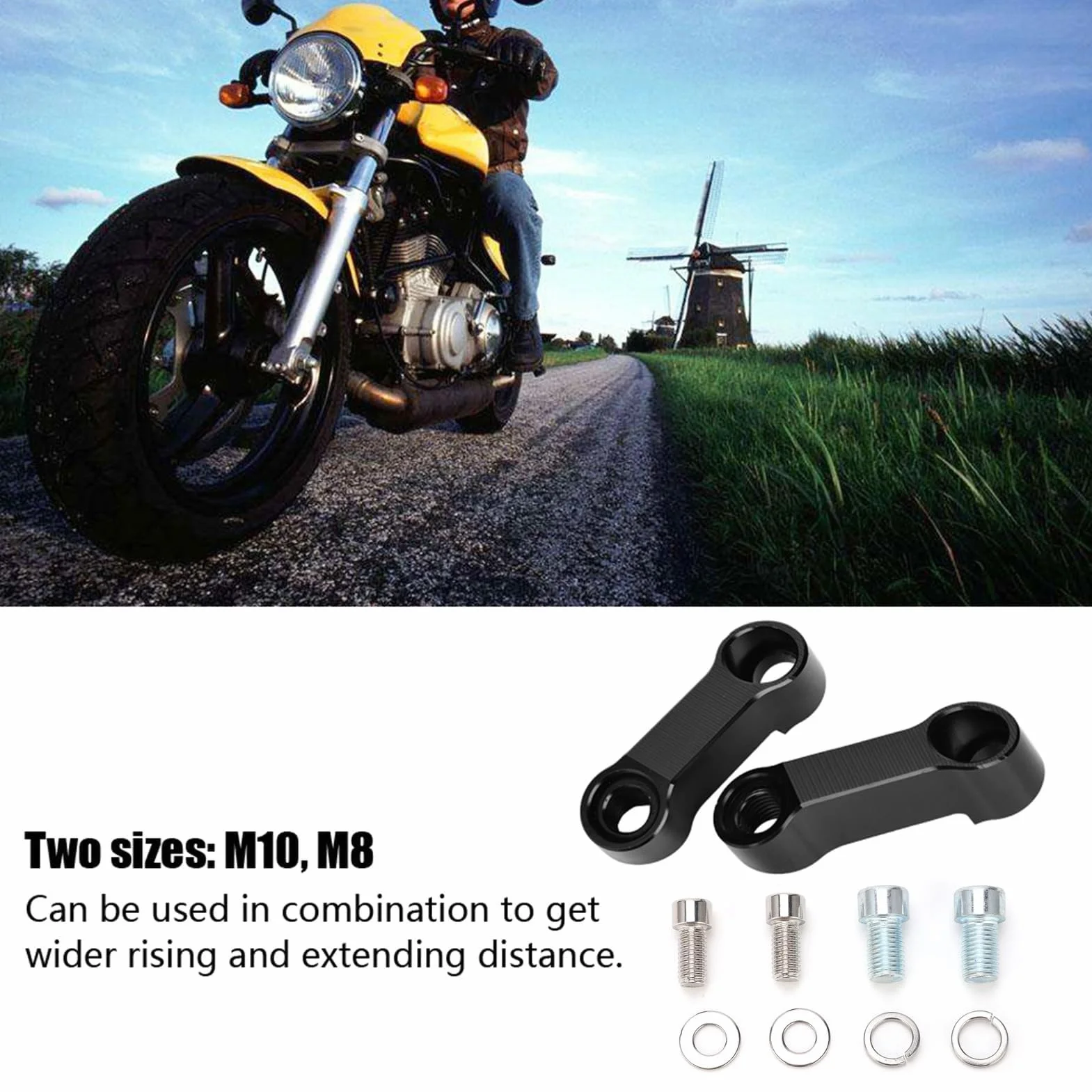Przedłużenia Lusterek Motocyklowych, Przedłużenia Lusterek Wstecznych, Przedłużenia Lusterek, Adapter Przedłużenia Lusterek, Zestaw Adapterów Lusterek Wstecznych Motocykli, 10