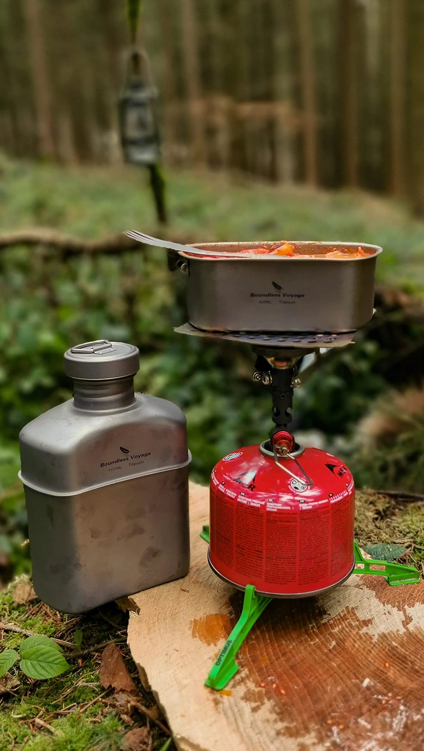 iBasingo Titan Ti2049C Wojskowa butelka na napoje kempingowe, 1100 ml, 750 ml, 400 ml, stołówka, do użytku na zewnątrz, ultralekki, zestaw naczyń kuchennych