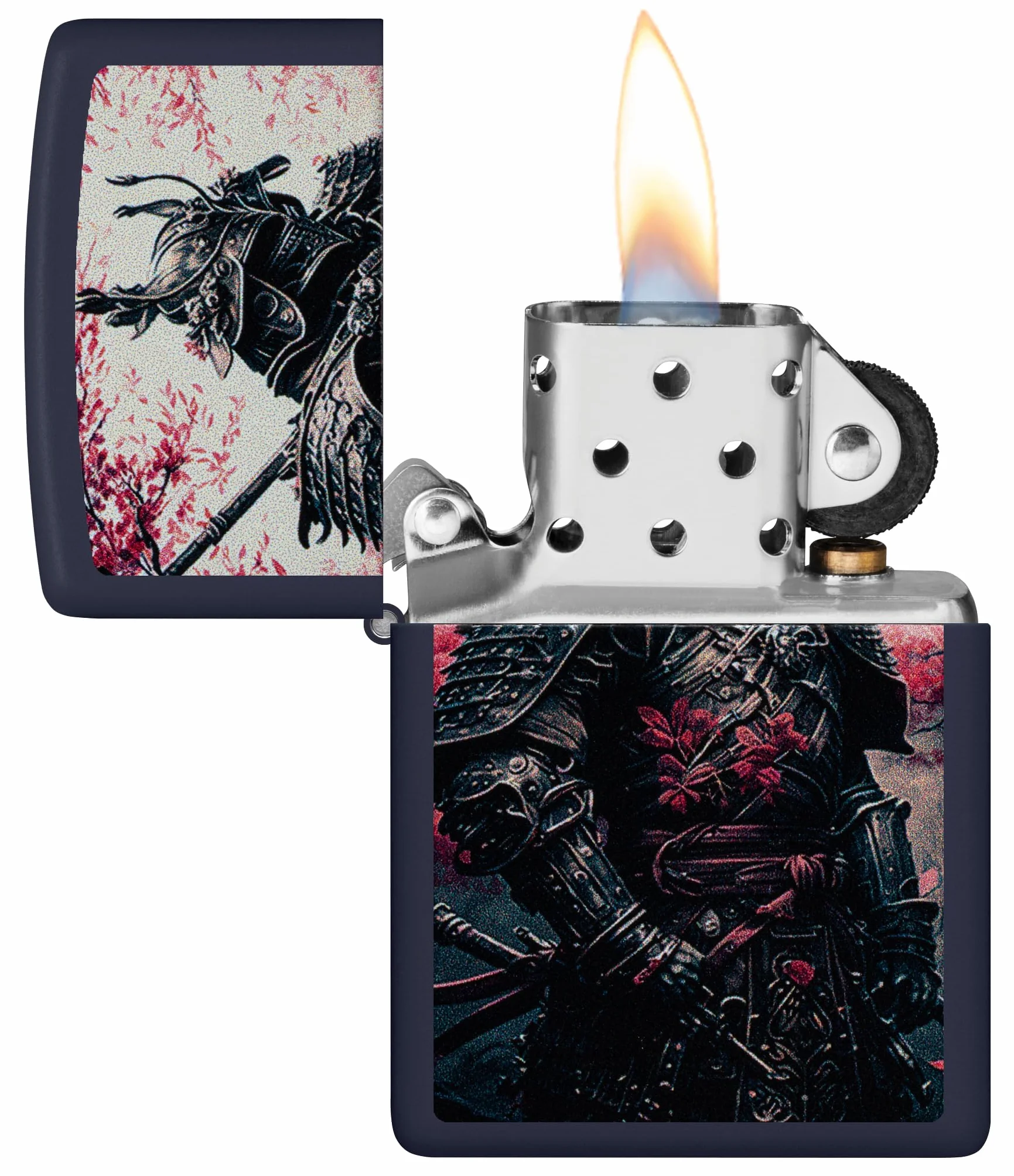 Zippo Samurai Warrior Zapalniczka Sztormowa, Kolorowy Nadruk, do Napełniania, Wielokrotnego Użytku, Wiatroodporna Konstrukcja, Pudełko na Prezent, Wykonano w USA, Kolor Granatowy Matowy (Navy Matte)
