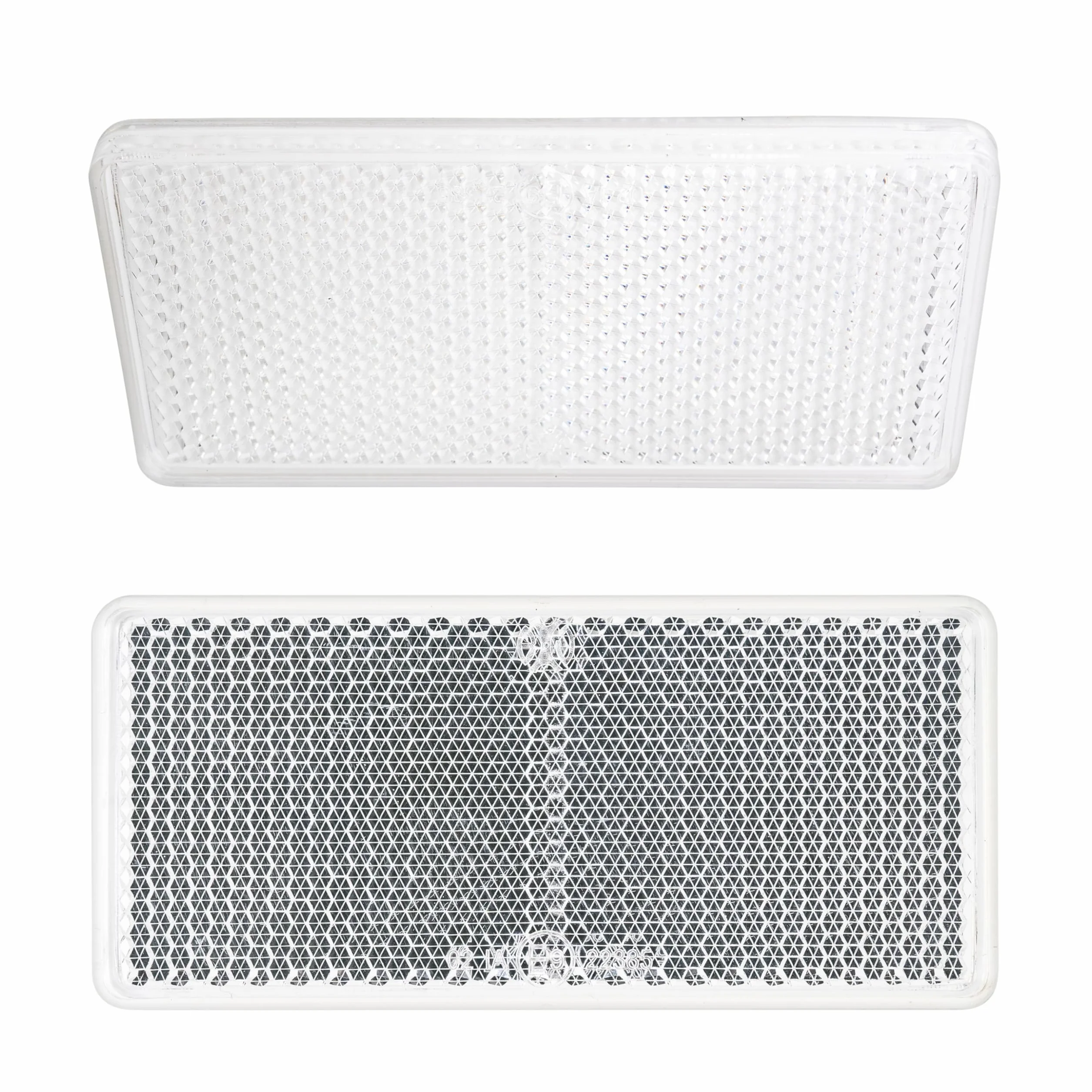 Prostokątne reflektory do przyklejenia, 4 sztuki, białe, wymiary 94 x 44 x 7 mm, ze znakiem kontrolnym E, kwadratowe reflektory do przyczepy, kampera, kocie oko po lewej stronie, po prawej stronie,