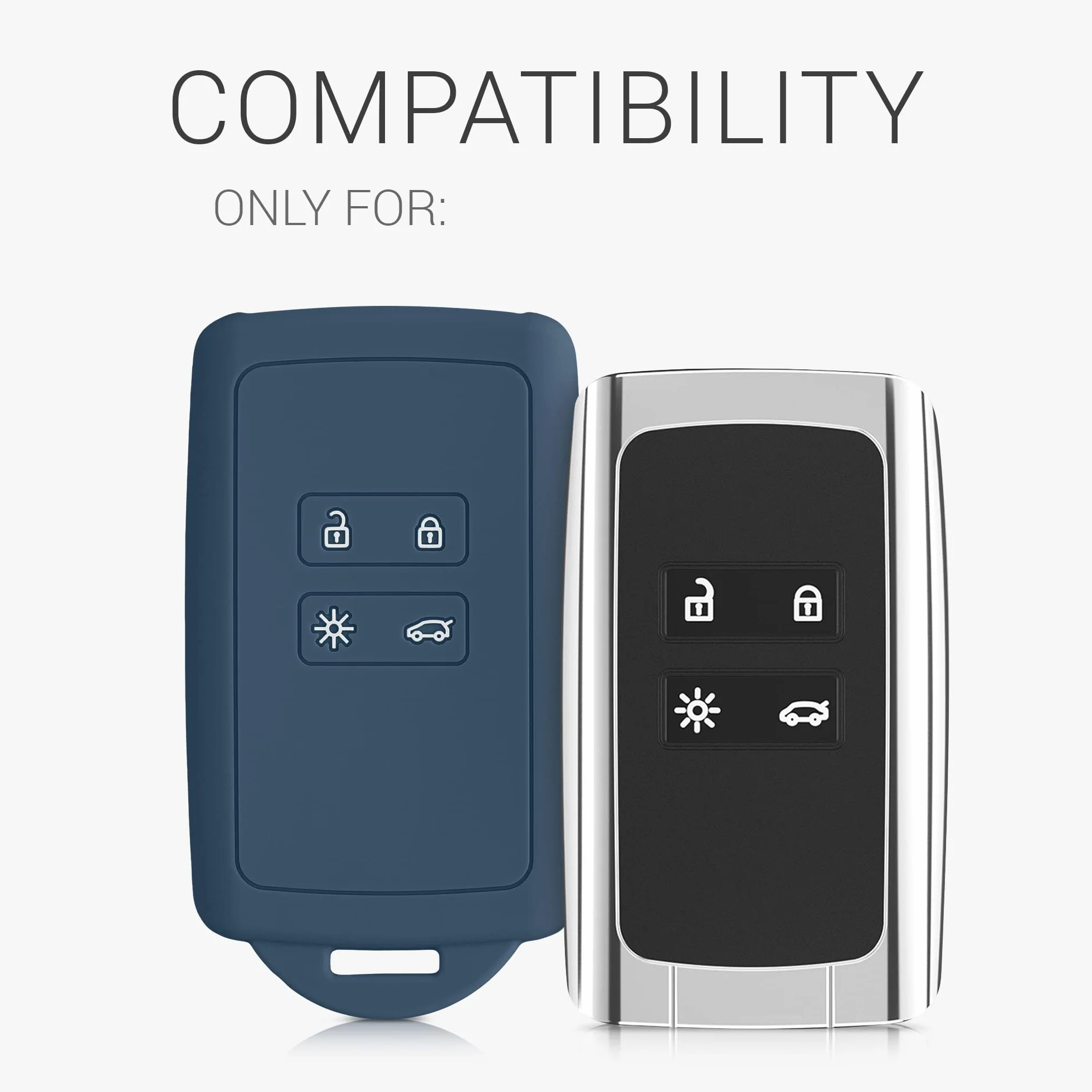 kwmobile Pokrowiec na kluczyk samochodowy kompatybilny z Renault 4-Tasten Smartkey Autoschlüssel (nur Keyless Go) - silikonowy pokrowiec ochronny na klucze z wbudowanym oczkiem - ciemny łupek