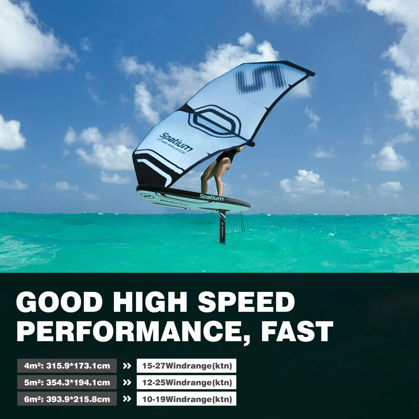 Spatium Surf Foil Wing z akcesoriami pompy pompowania, Plecak, Zestaw Naprawczy Szary Latawiec Nadmuchiwany do Windsurfing Wing Foil Kitesurf 4m²/5m²/6m²