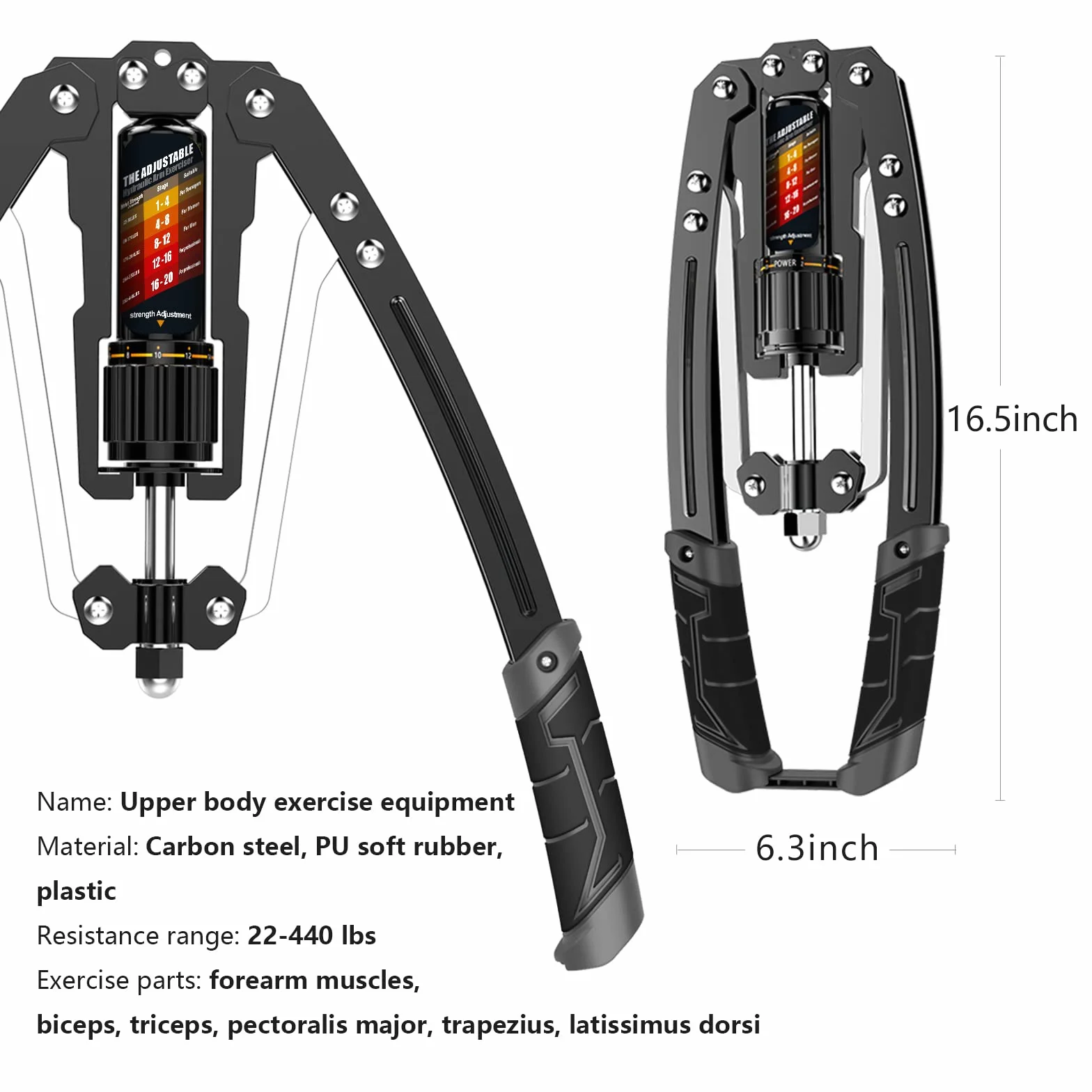 EAST MOUNT Twister Arm Exerciser - Regulowana moc hydrauliczna 10-199.6 kg, domowy ekspander klatki piersiowej, sprzęt fitness do treningu mięśni ramion, wzmocnienie ćwiczeń ramion.