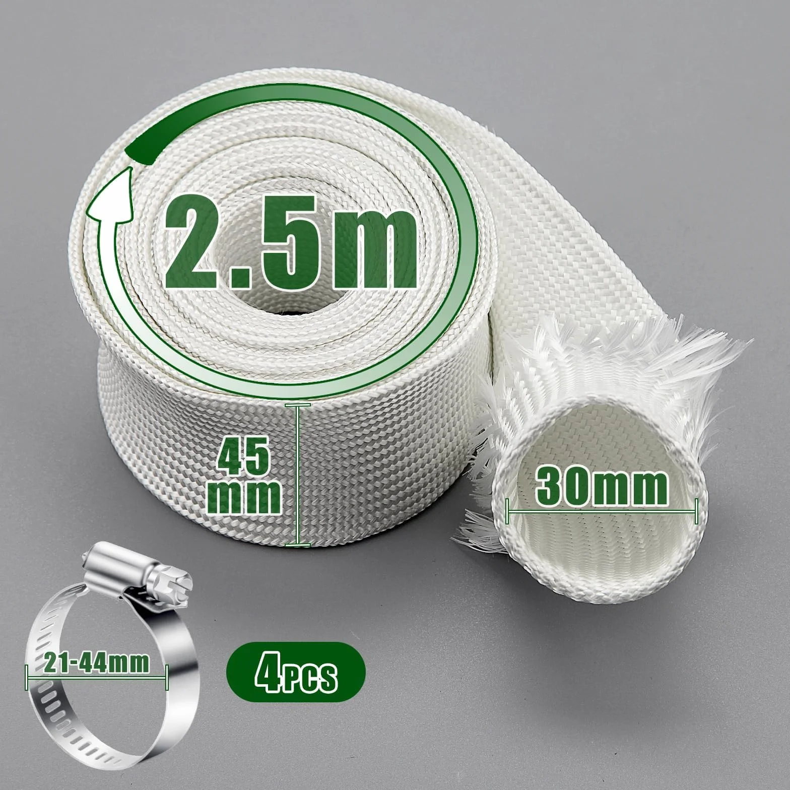 Wąż wydechowy 25 mm do generatora prądu, 250 cm, odporny na wysokie temperatury, do awaryjnego agregatu prądu, rury wydechowej, ogrzewania postojowego z 4 klipsami, wąż chroniący przed wysoką