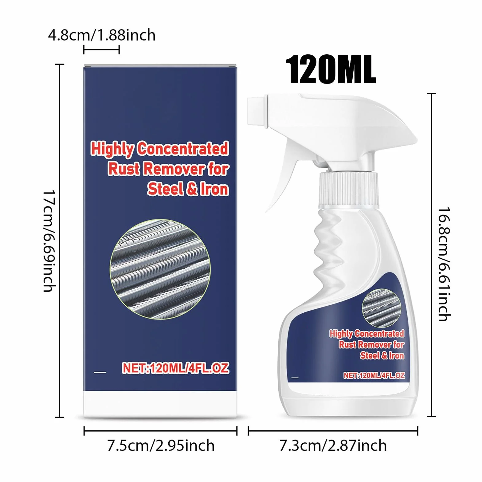 Spray do usuwania rdzy z metalu, 120 ml, skoncentrowany środek do usuwania rdzy do gospodarstwa domowego, garażu, warsztatu, motoryzacji, samochodów, łodzi, kamperów, kuchni, łazienki i powierzchni