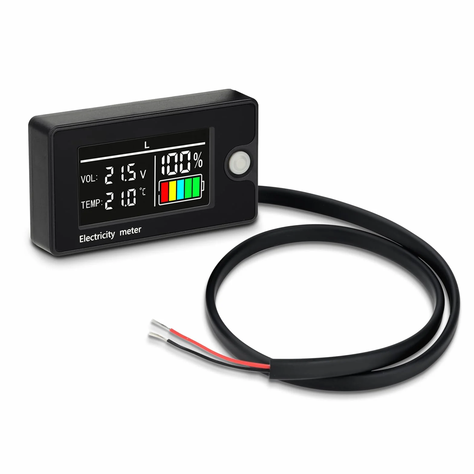 HEEMOL Monitor pojemności akumulatora 12 V, 24 V, 36 V, 48 V, 60 V, 72 V, 84 V, DC8-100 V, wyświetlacz LCD, wodoodporny z czujnikiem temperatury, alarm do samochodów, łodzi, kamperów.