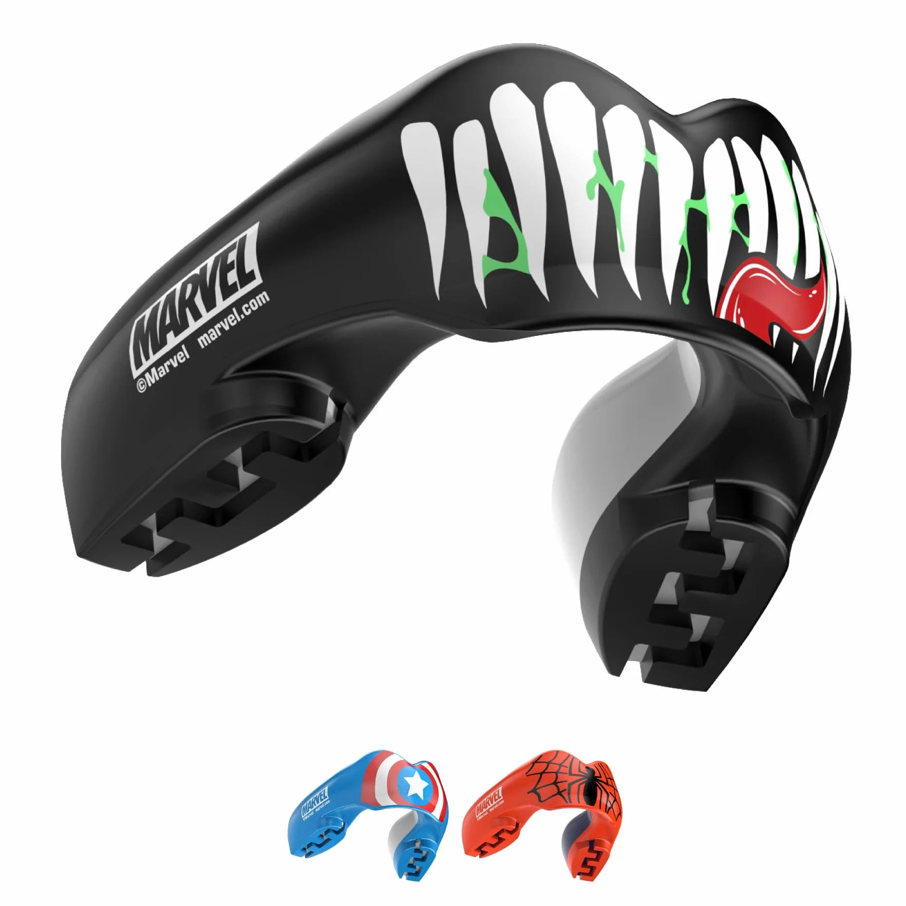Marvel Venom Sports Ochraniacz na zęby do aparatów ortodontycznych, uniwersalny rozmiar, z etui, do boksu, MMA, rugby, sztuk walki, judo i wszystkich sportów kontaktowych