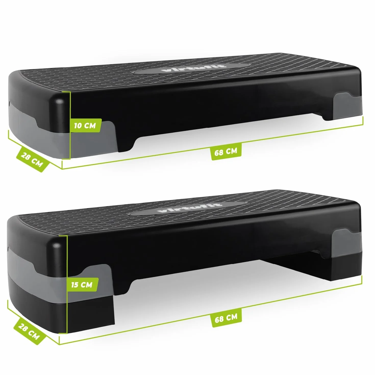 VirtuFit Essential Aerobic Fitness – stepper do domu, z regulacją wysokości i antypoślizgowy, do aerobiku, gimnastyki i fitnessu I Home Step Bench