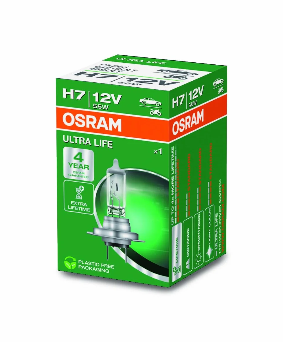 OSRAM ULTRA LIFE H7 Halogenowe źródła światła 64210ULT 12V 1 lampa