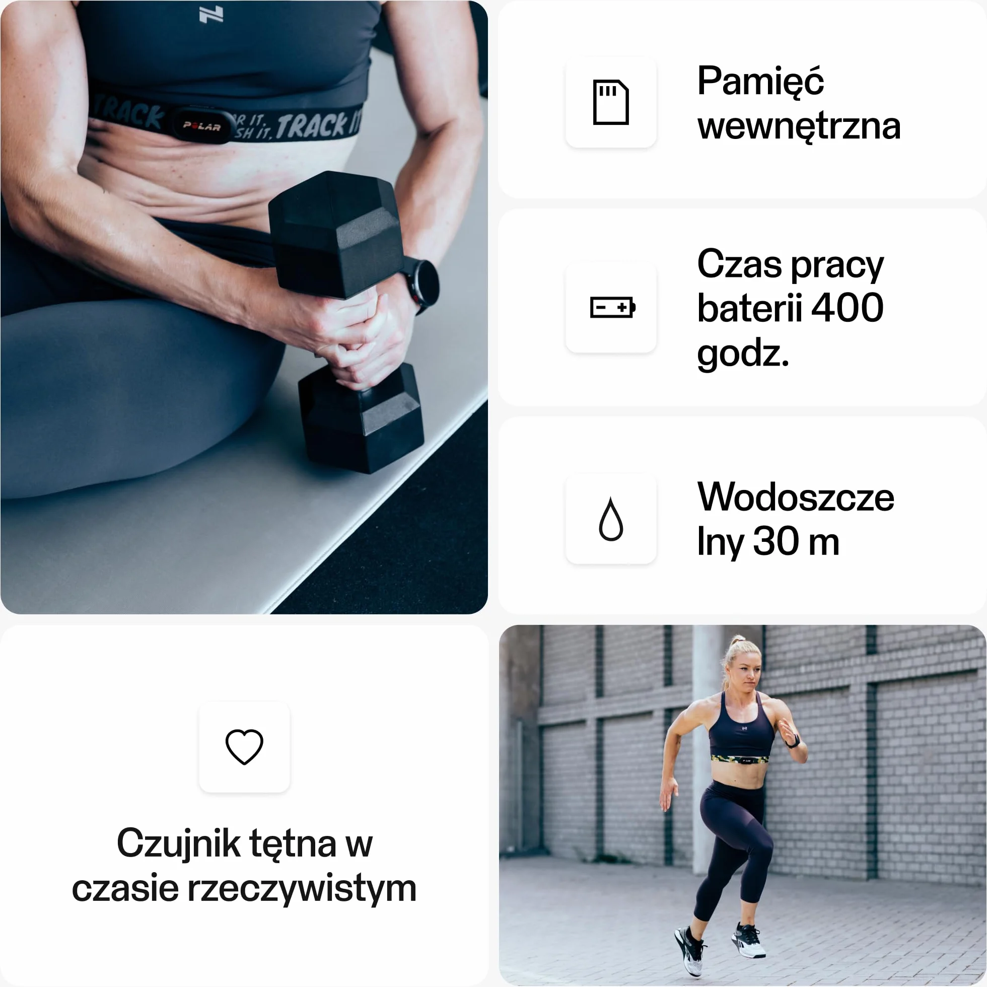 Sensor tętna Polar H10 czarny ANT+, Bluetooth, EKG, śledzenie HRV, wodoszczelny, opaska do prania w pralce, komfortowe dopasowanie, wymienna bateria, kompatybilne z urządzeniami siłowni XS-S 62-74cm