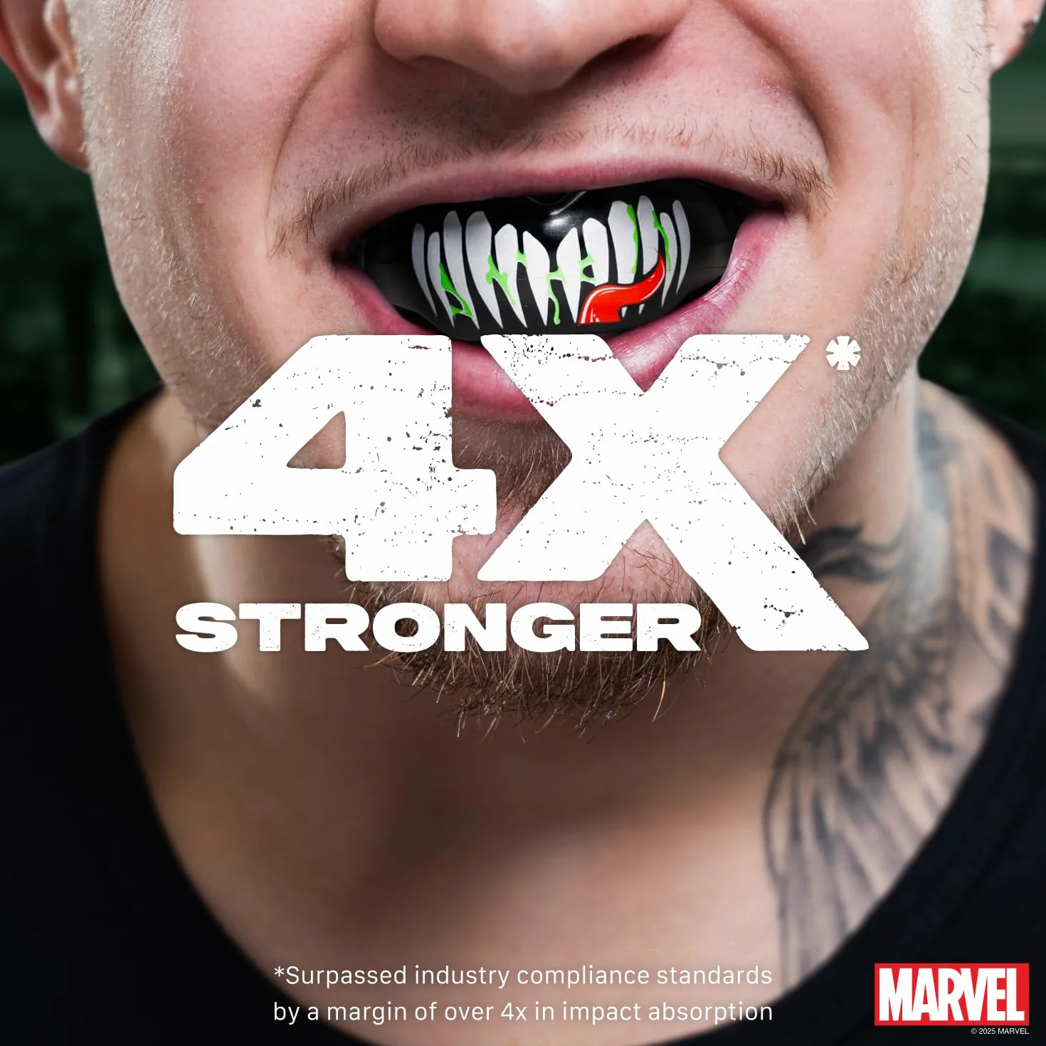 Marvel Venom Sports Ochraniacz na zęby do aparatów ortodontycznych, uniwersalny rozmiar, z etui, do boksu, MMA, rugby, sztuk walki, judo i wszystkich sportów kontaktowych