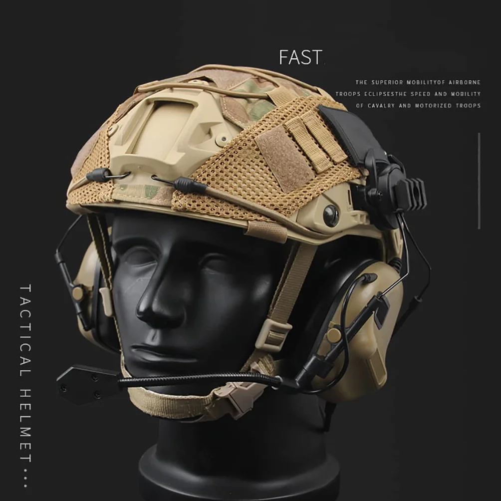 Taktyczny sprzęt wojskowy Airsoft Fast Helmet z zestawem słuchawkowym wielokamowym i 3 kolorowym kamuflażowym kasetą farby CS Polowanie hełmów guzowych