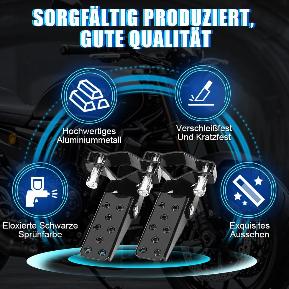 Podnóżki motocyklowe, podnóżki, rowery, pedały motocyklowe, pedały podnóżkowe, czarne, stylowe, montowane bezpośrednio w wygodnym punkcie obrotowym, wykonane z wytrzymałego metalu (czarne)