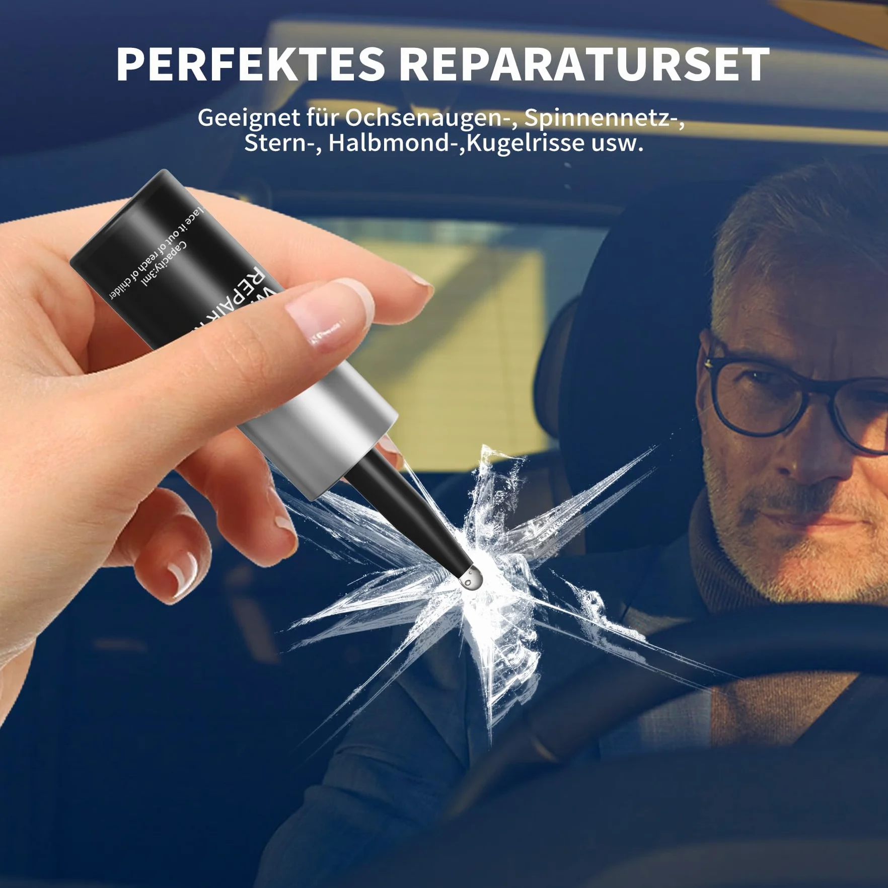 Zestaw do naprawy szyb samochodowych, zestaw do naprawy uszkodzeń od uderzeń kamieniami, płyn do naprawy szkła, zestaw do naprawy wielu rodzajów rys na szybie samochodowej